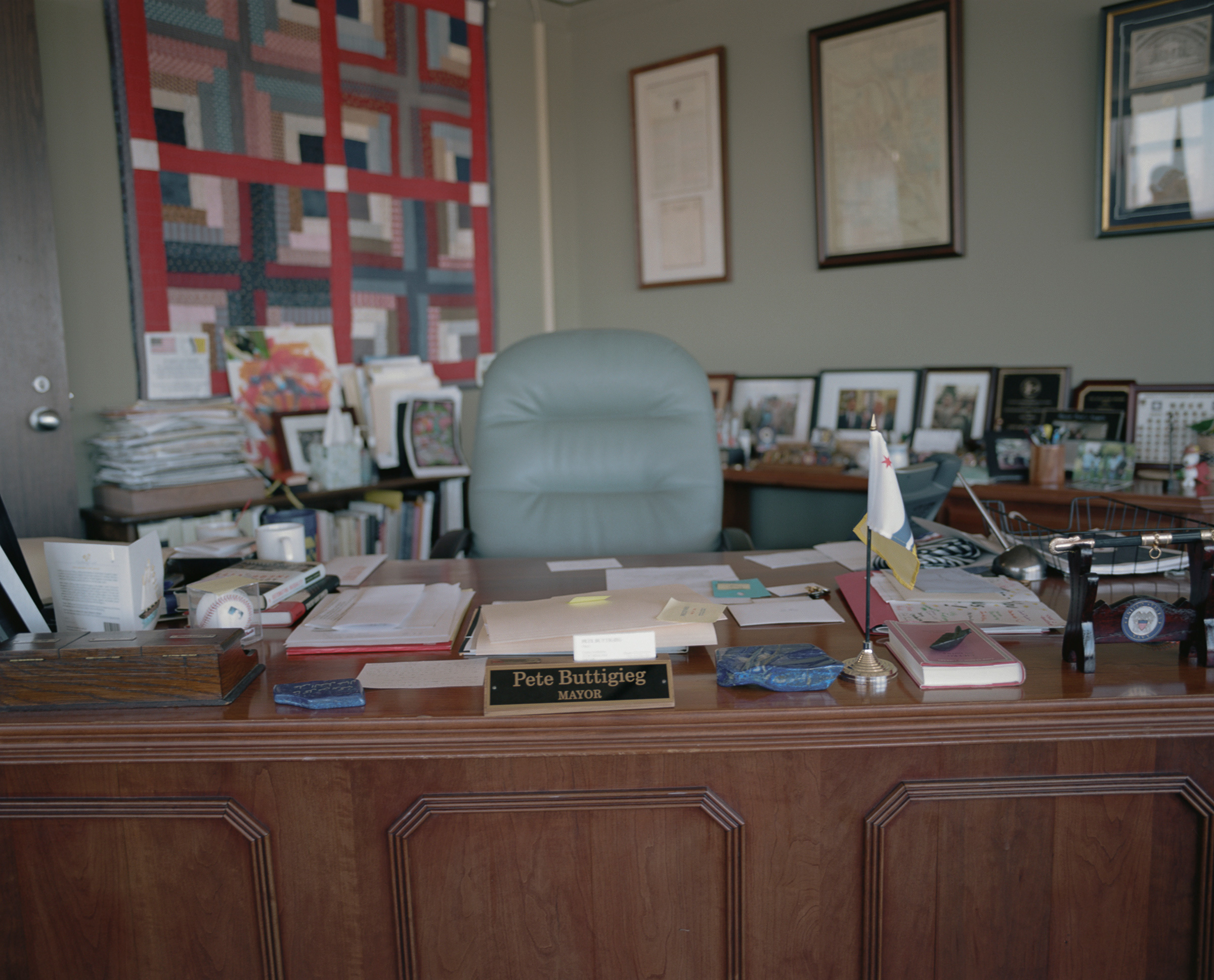 Mayor Pete Buttigieg's desk in South Bend.