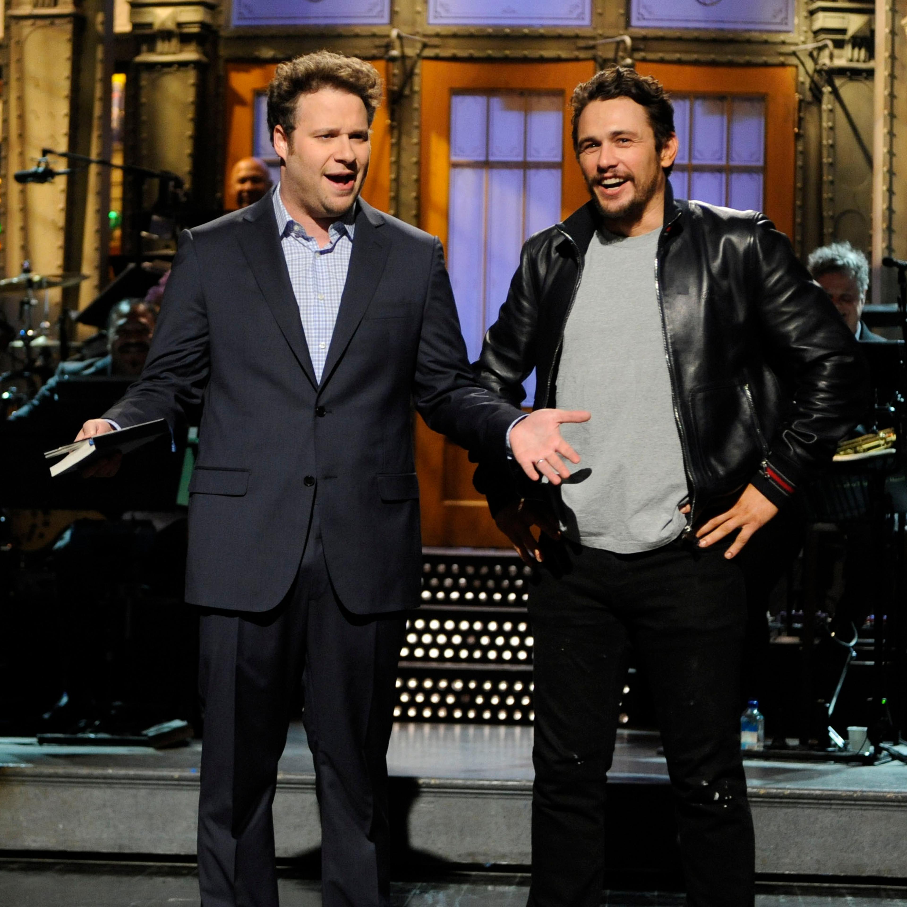 James Franco and Seth Rogen onstage at Saturday Night Live