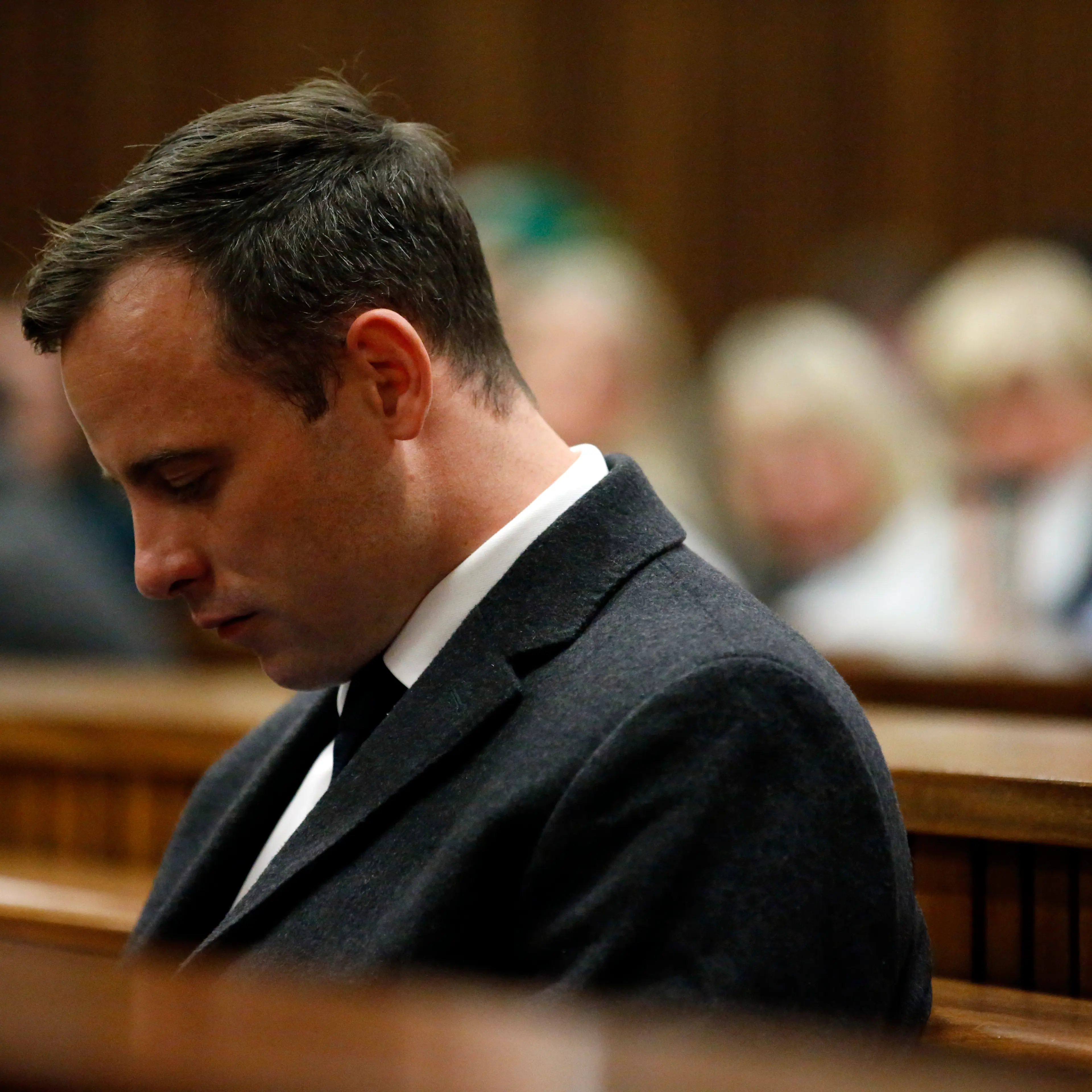 Athlete Oscar Pistorius, accused of the murder of his girlfriend Reeva Steenkamp three years ago, attends a hearing of his murder trial at the High Court in Pretoria, South Africa on July 6, 2016.