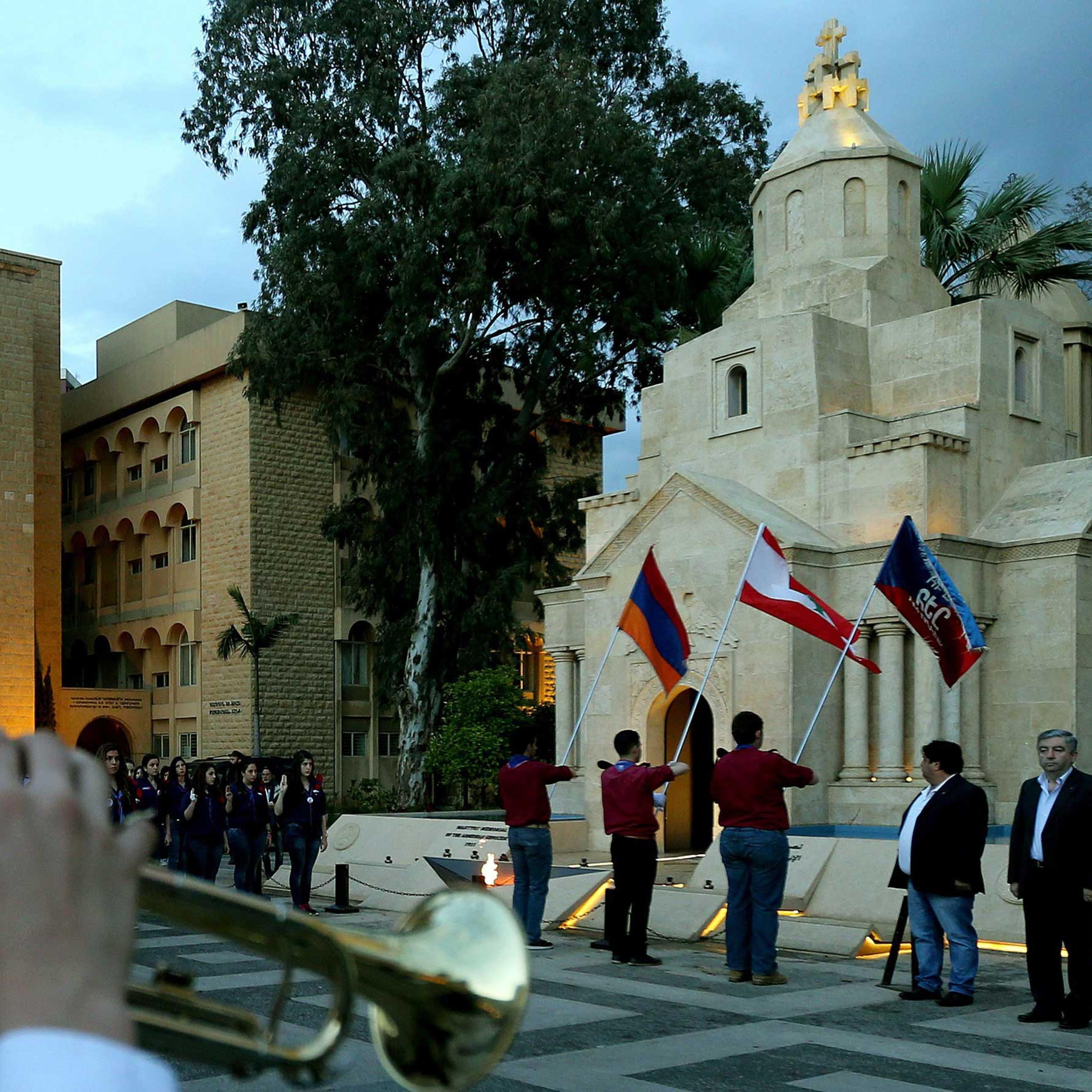A ceremony at the Armenian Martyrs memorial north of Beirut on April 23, 2015.