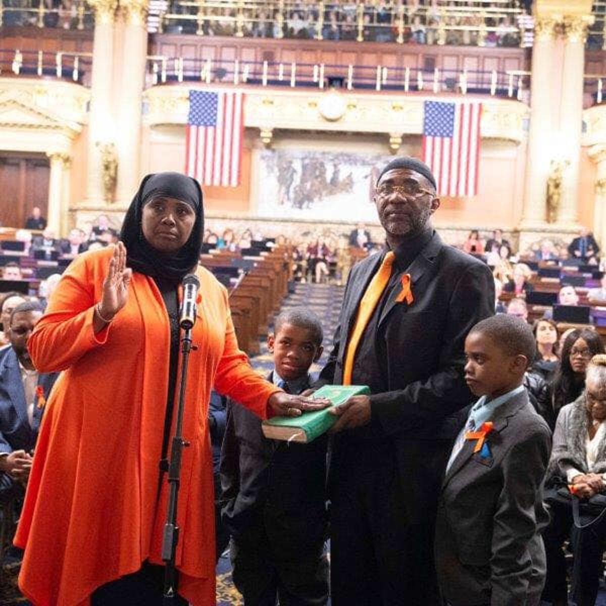 Movita Johnson-Harrell, a Democratic representative was the first Muslim sworn in to office in Pennsylvania.
