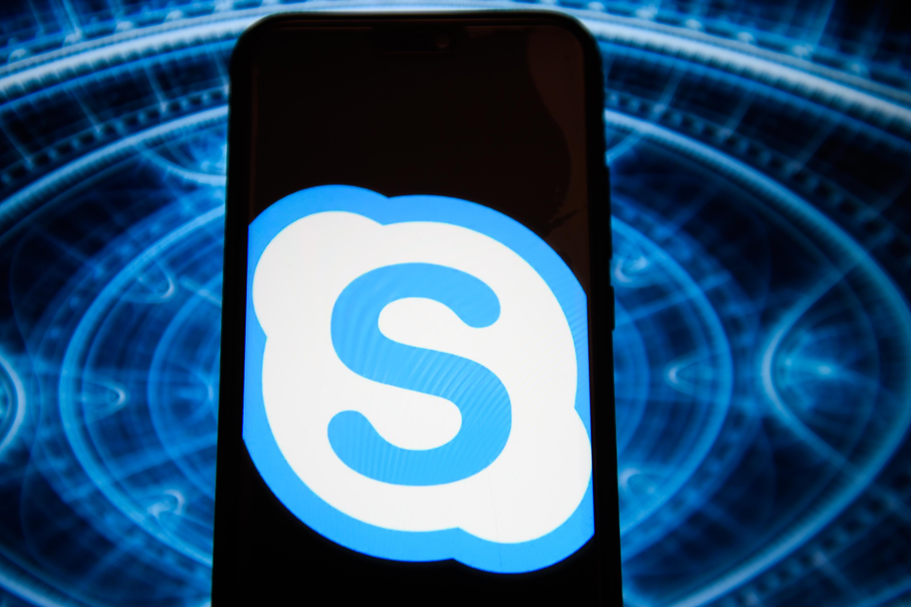 Skype logo is seen on an android mobile phone