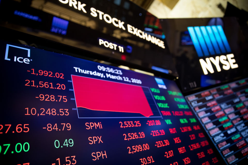Traders On The Floor Of The NYSE As Trump's Speech Spooks Investors