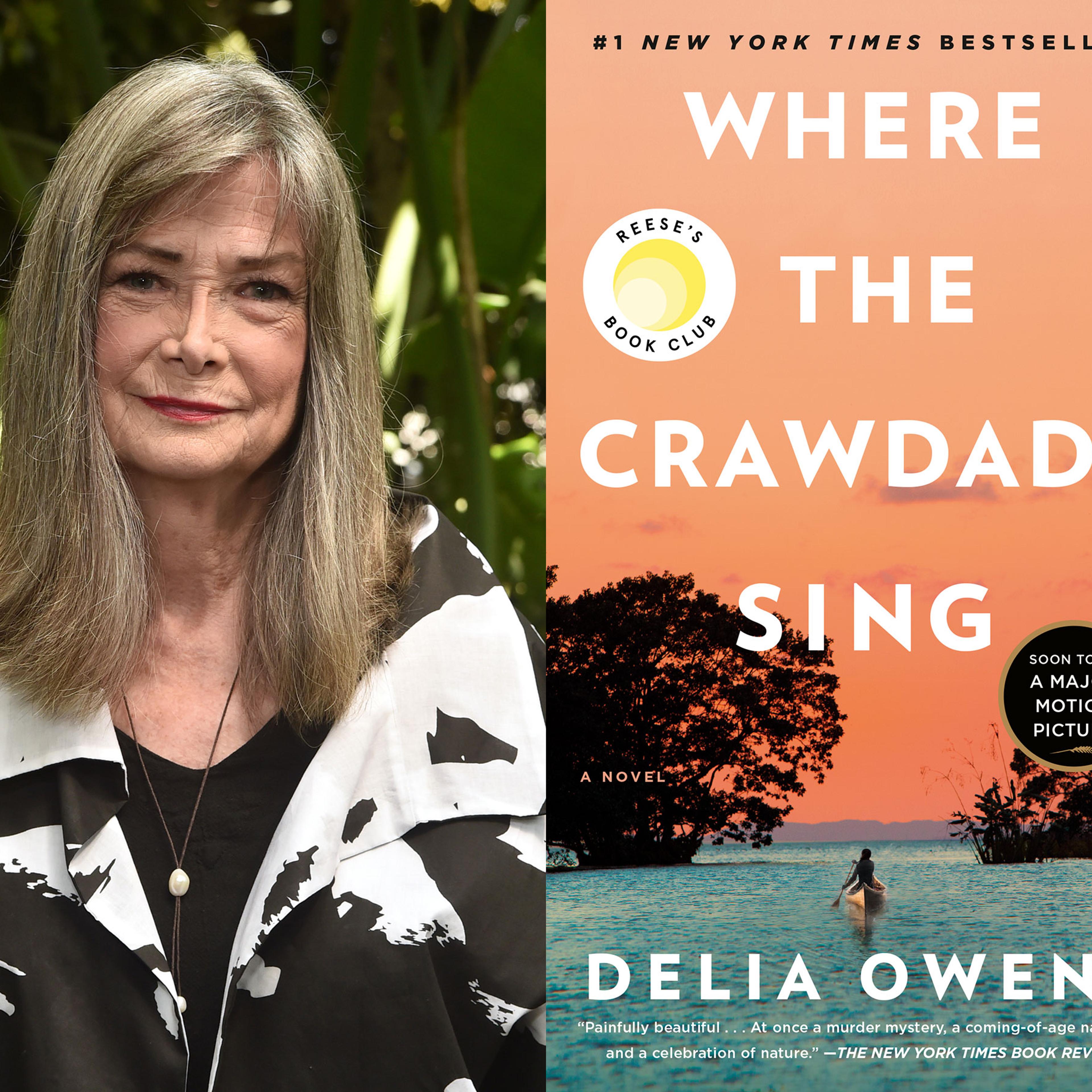 Side by side image of Delia Owens and Where The Crawdads Sing cover