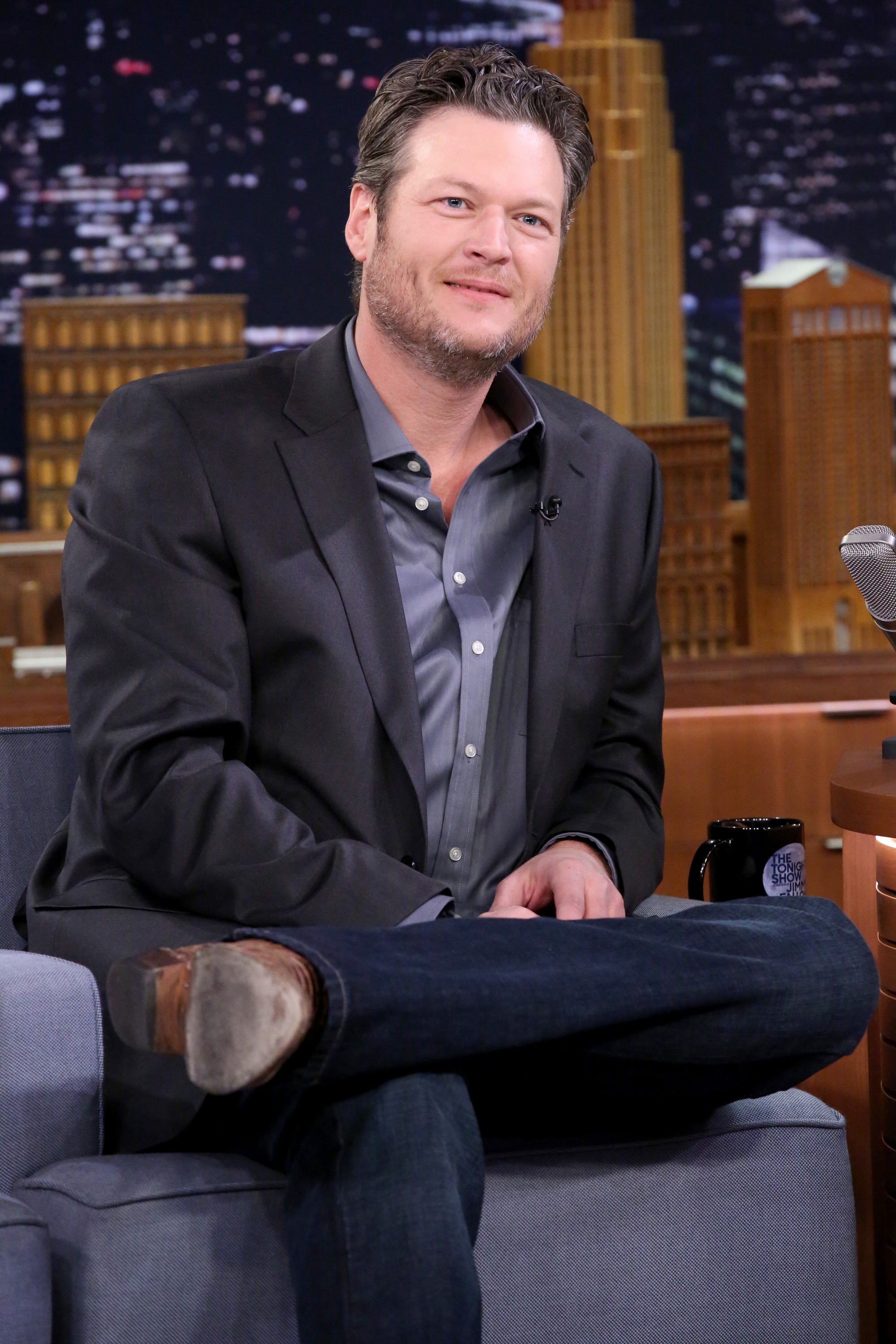 Musician Blake Shelton on the Jimmy Fallon Show on Jan. 22, 2015.