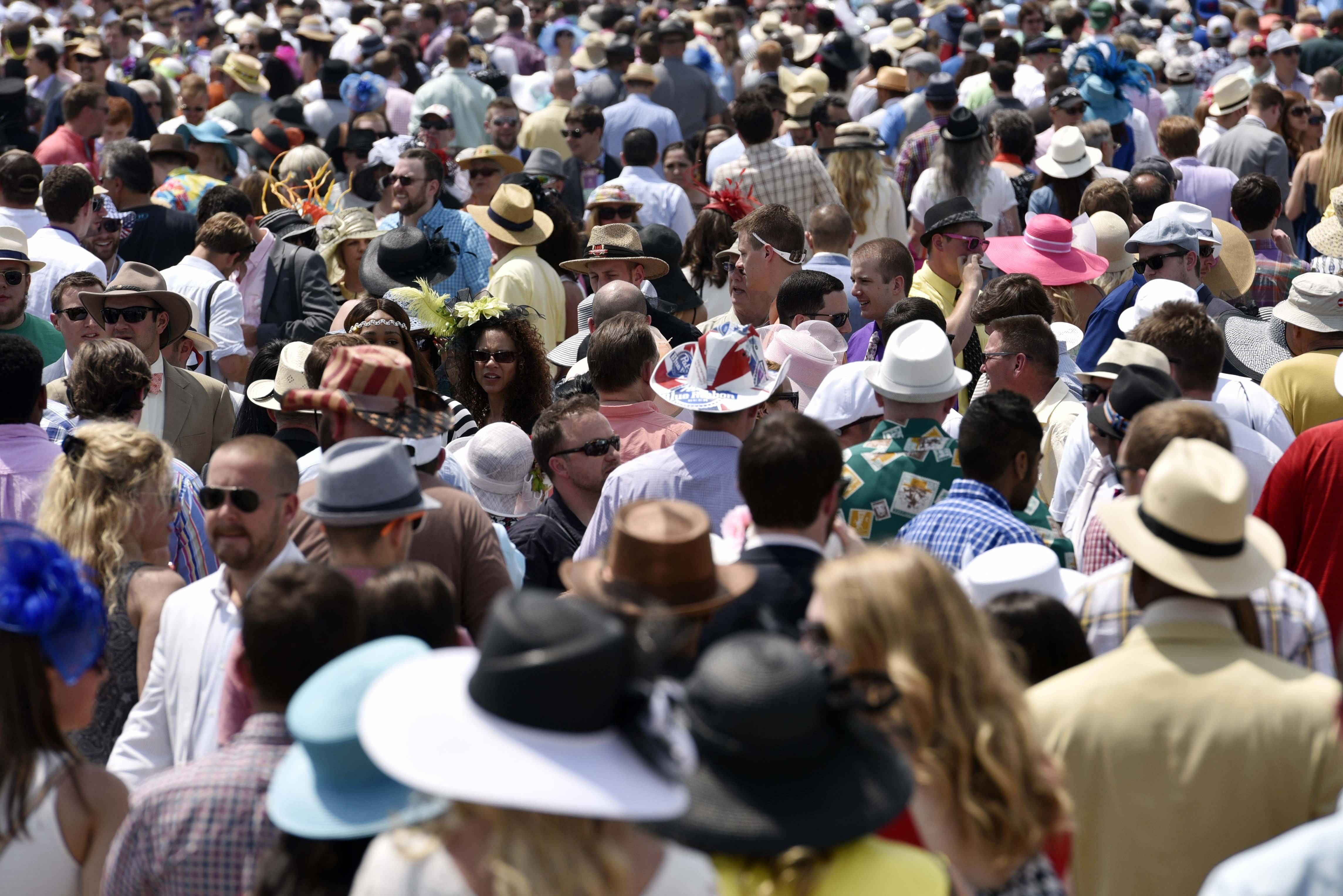 An overall view of the infield before the 141st Kentucky Derby at Churchill Downs in Louisville, Ky