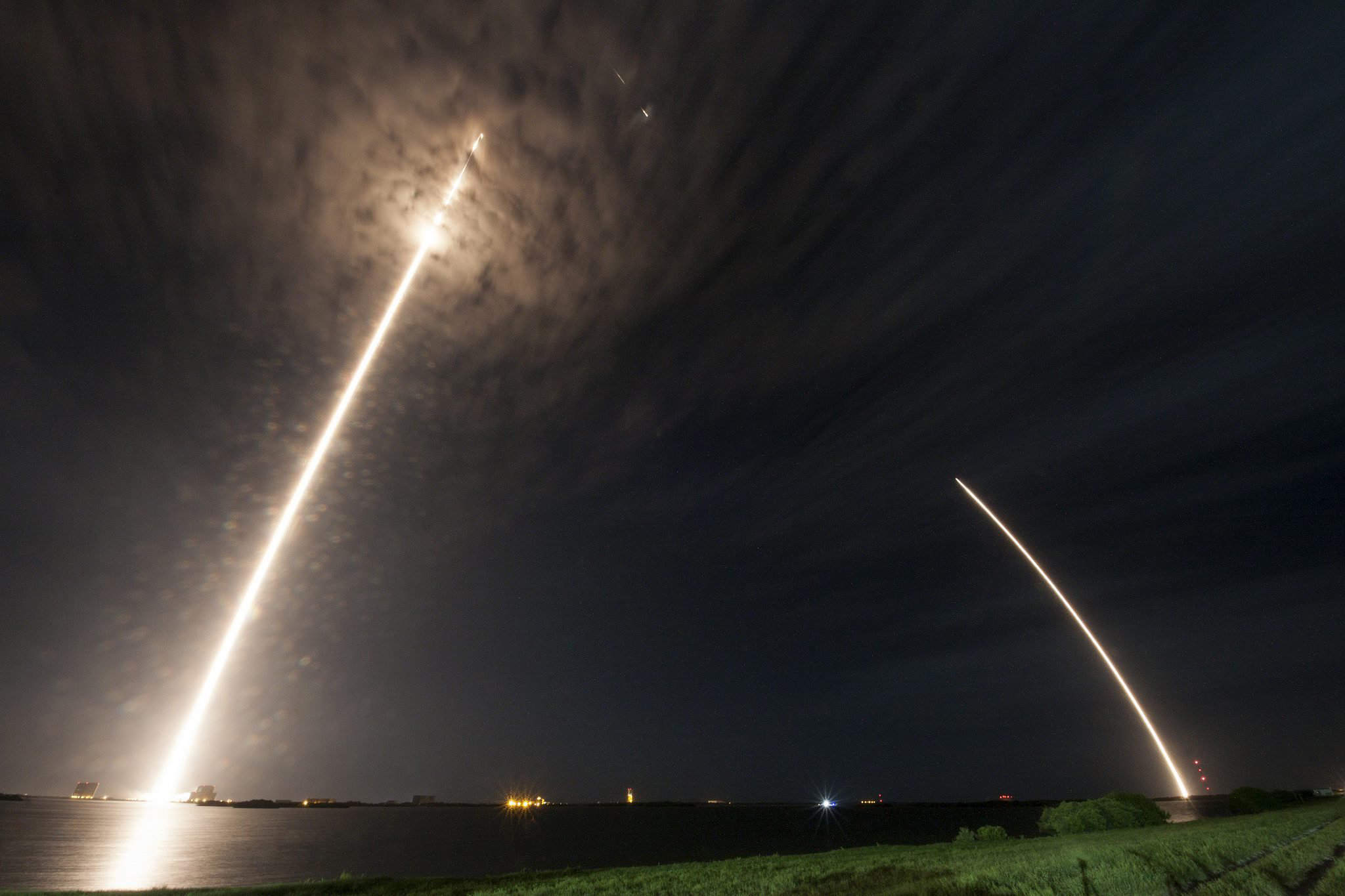 The liftoff of the SpaceX Falcon 9 rocket and Dragon spacecraft from NASA's Kennedy Space Center in Cape Canaveral, Fla., July 18 2016.