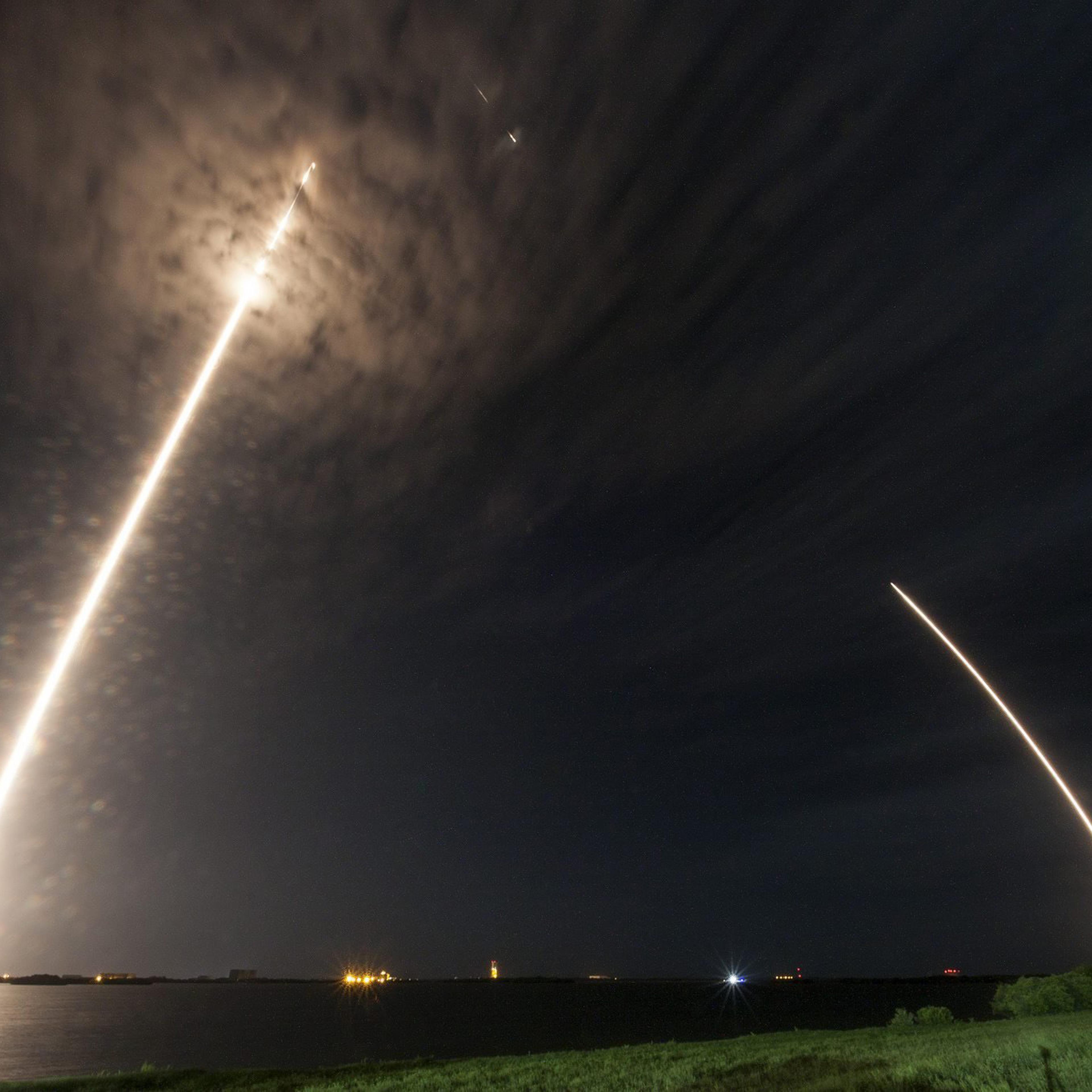 The liftoff of the SpaceX Falcon 9 rocket and Dragon spacecraft from NASA's Kennedy Space Center in Cape Canaveral, Fla., July 18 2016.