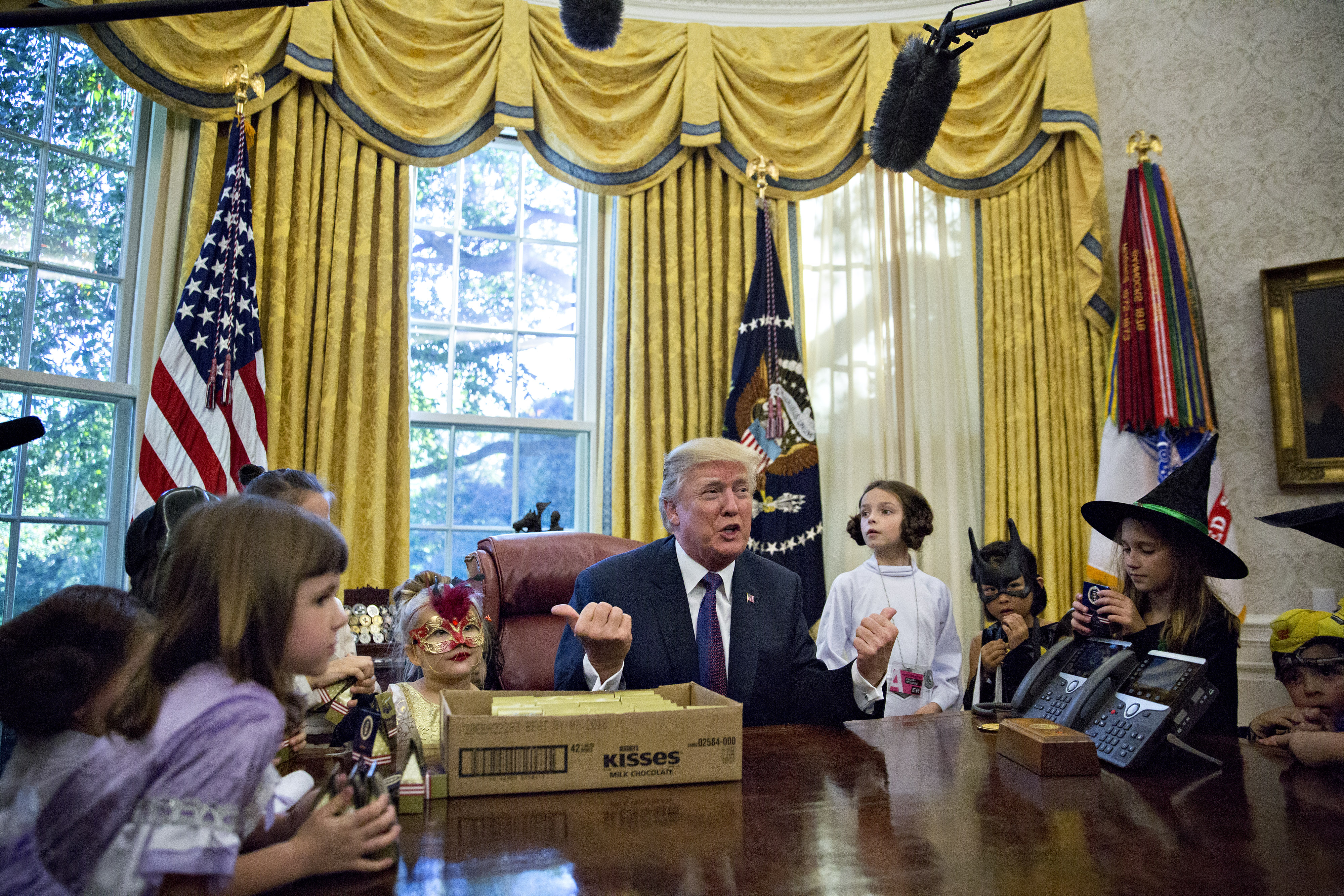 President Trump Meets With Children Of The White House Press Corps In Costume