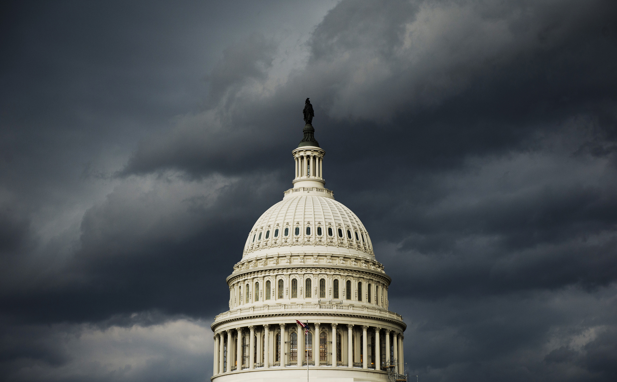 A strong storm front passes over the U.S. Capitol, July 8, 2014.