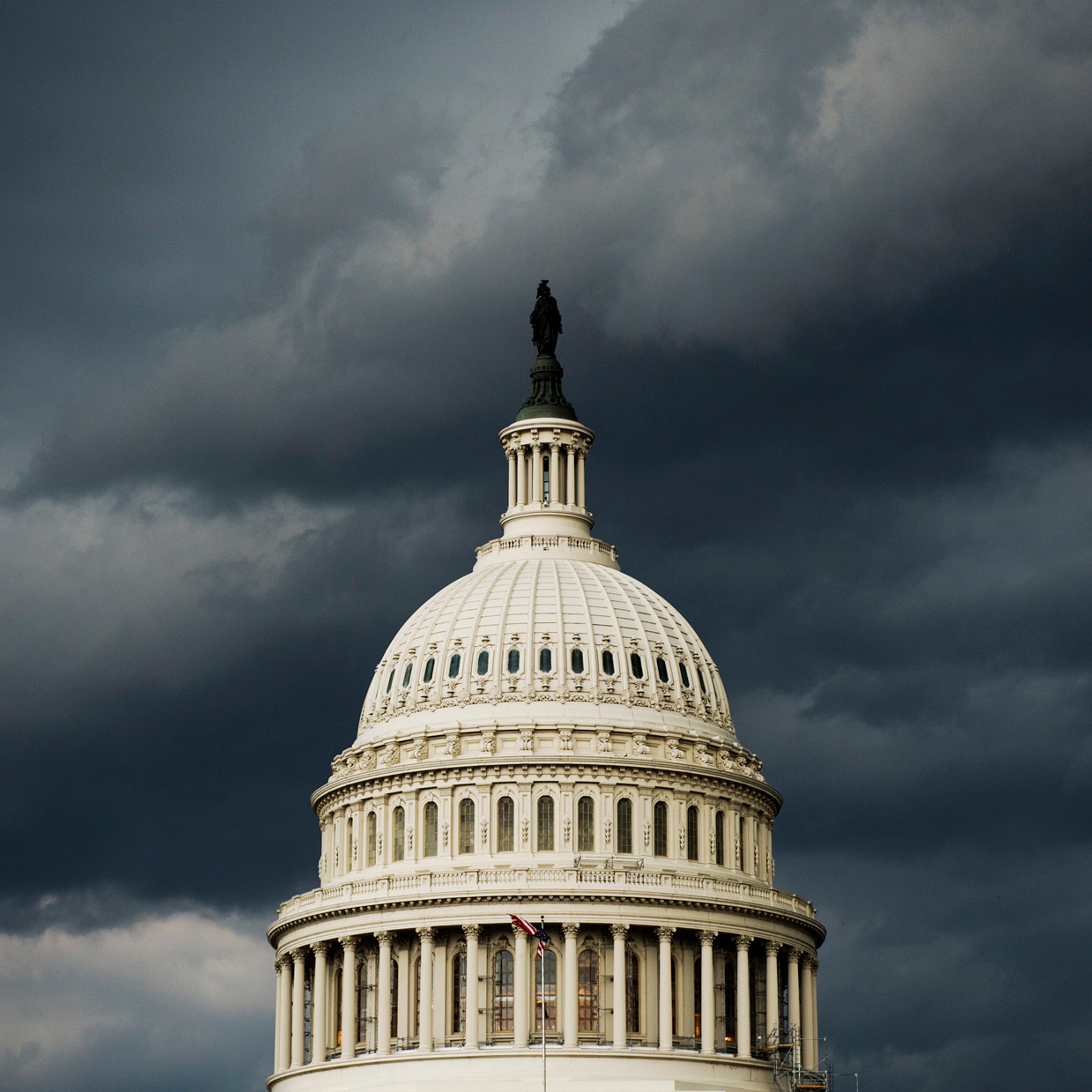 A strong storm front passes over the U.S. Capitol, July 8, 2014.