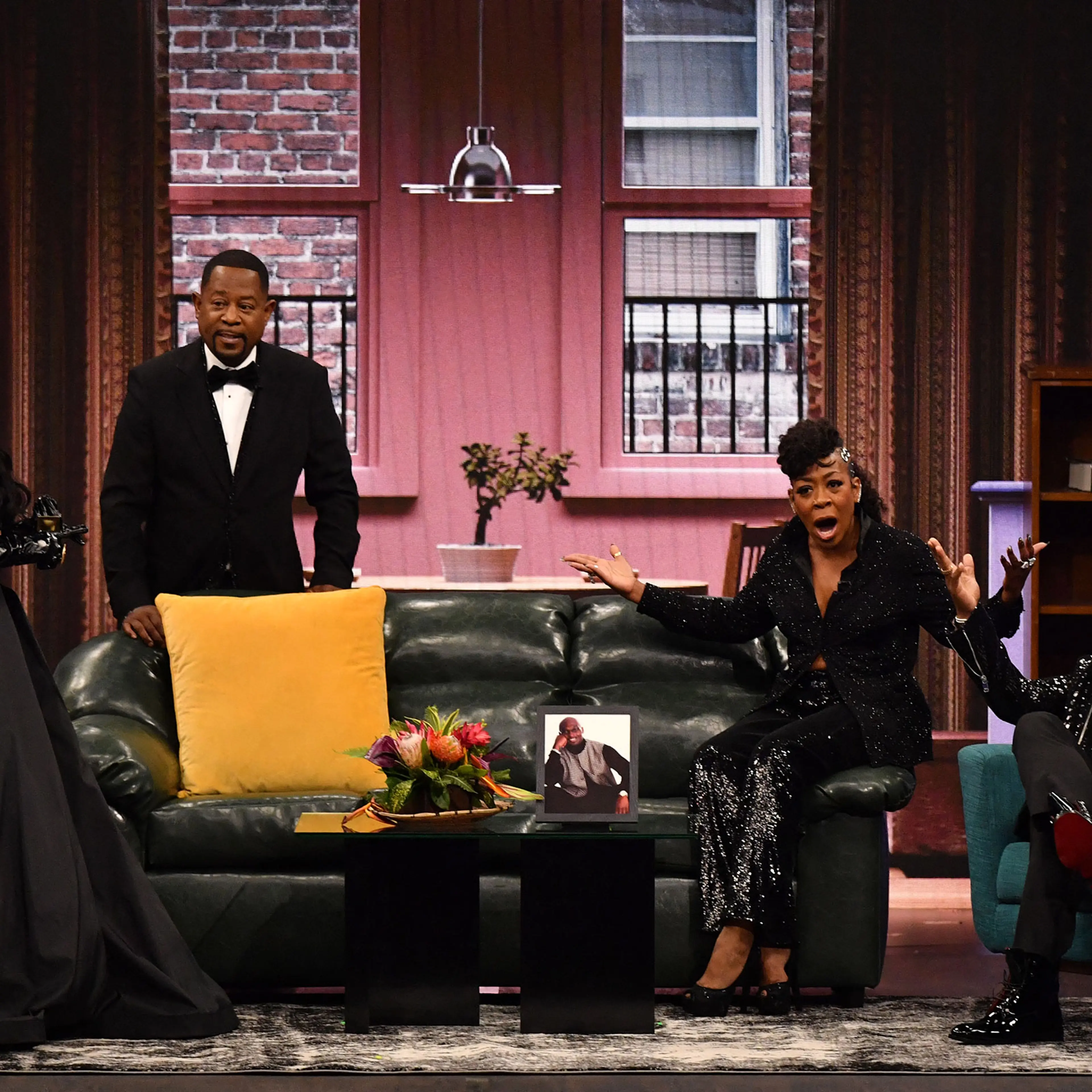 Cast members from Martin Tisha Campbell, Martin Lawrence, Tichina Arnold and Carl Payne onstage during the 75th Emmy Awards on Jan. 15, 2024.