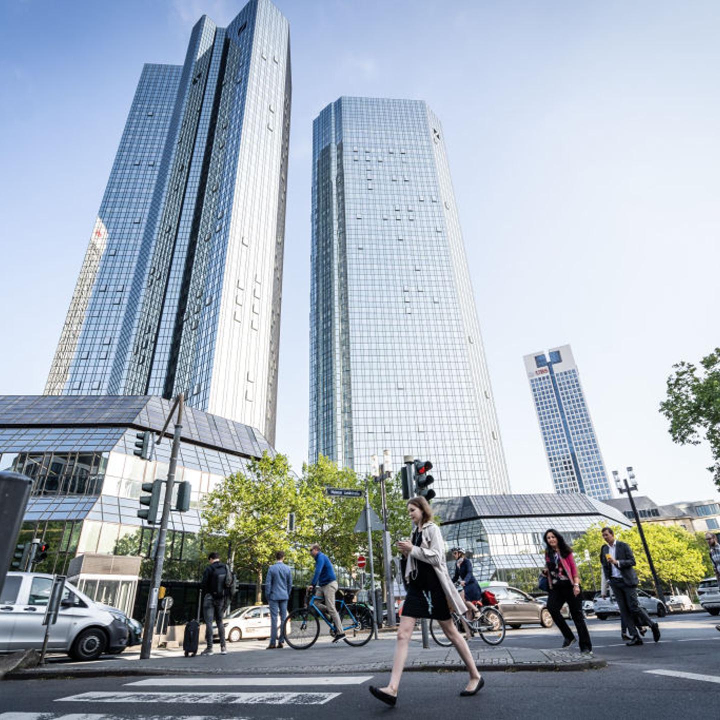 Morning Rush Hour Workers in Germany's Financial Center