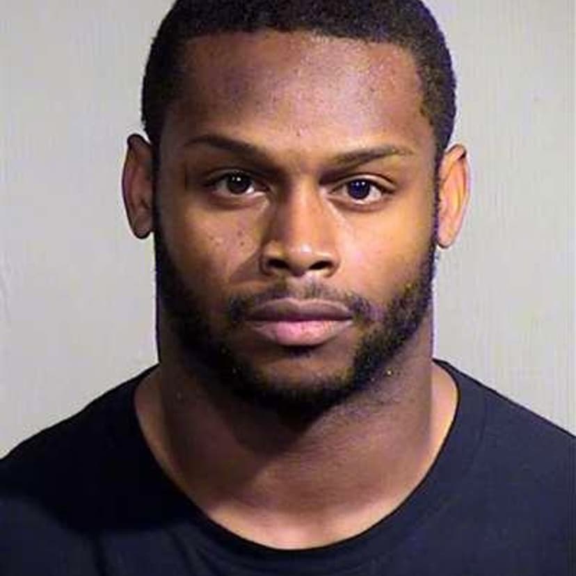 Jonathan Dwyer's booking photo following his arrest for domestic abuse at the Maricopa County Sheriffs Office on Sept. 17, 2014.