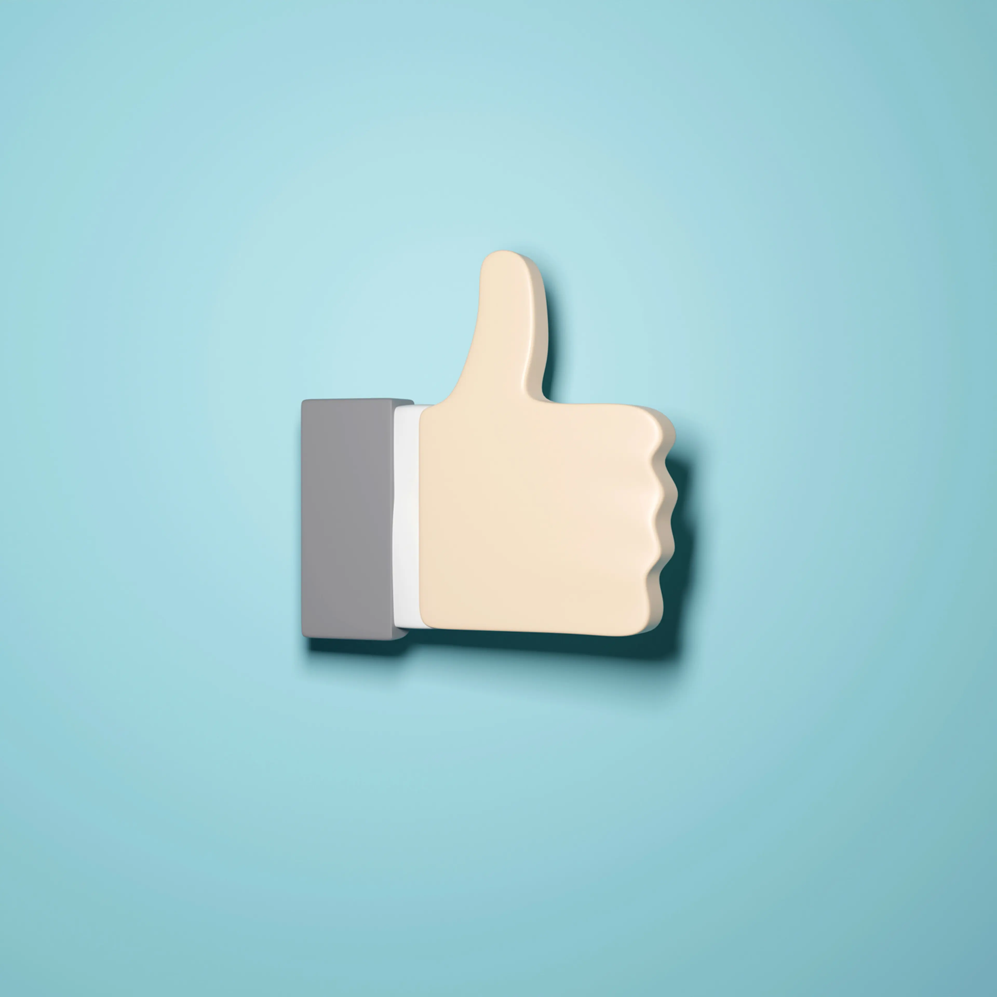 Thumbs up icon with copy space, 3D render