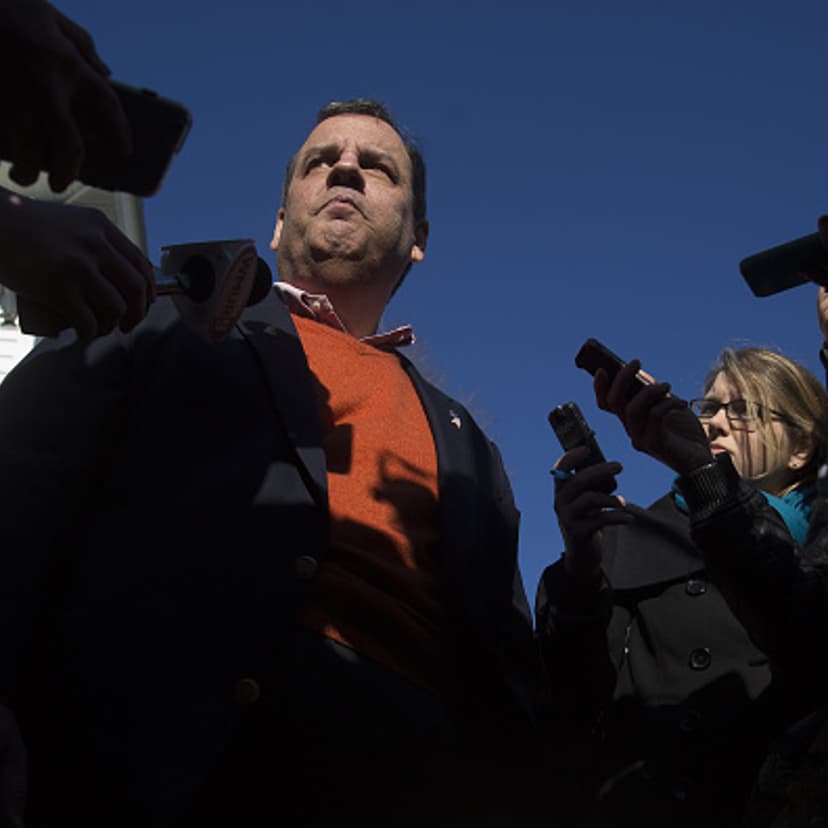 Chris Christie, governor of New Jersey and 2016 Republican presidential candidate, speaks to members of the media during a campaign stop at Liberty House transitional home for veterans in Manchester, New Hampshire, U.S., on Sunday, Dec. 20, 2015.