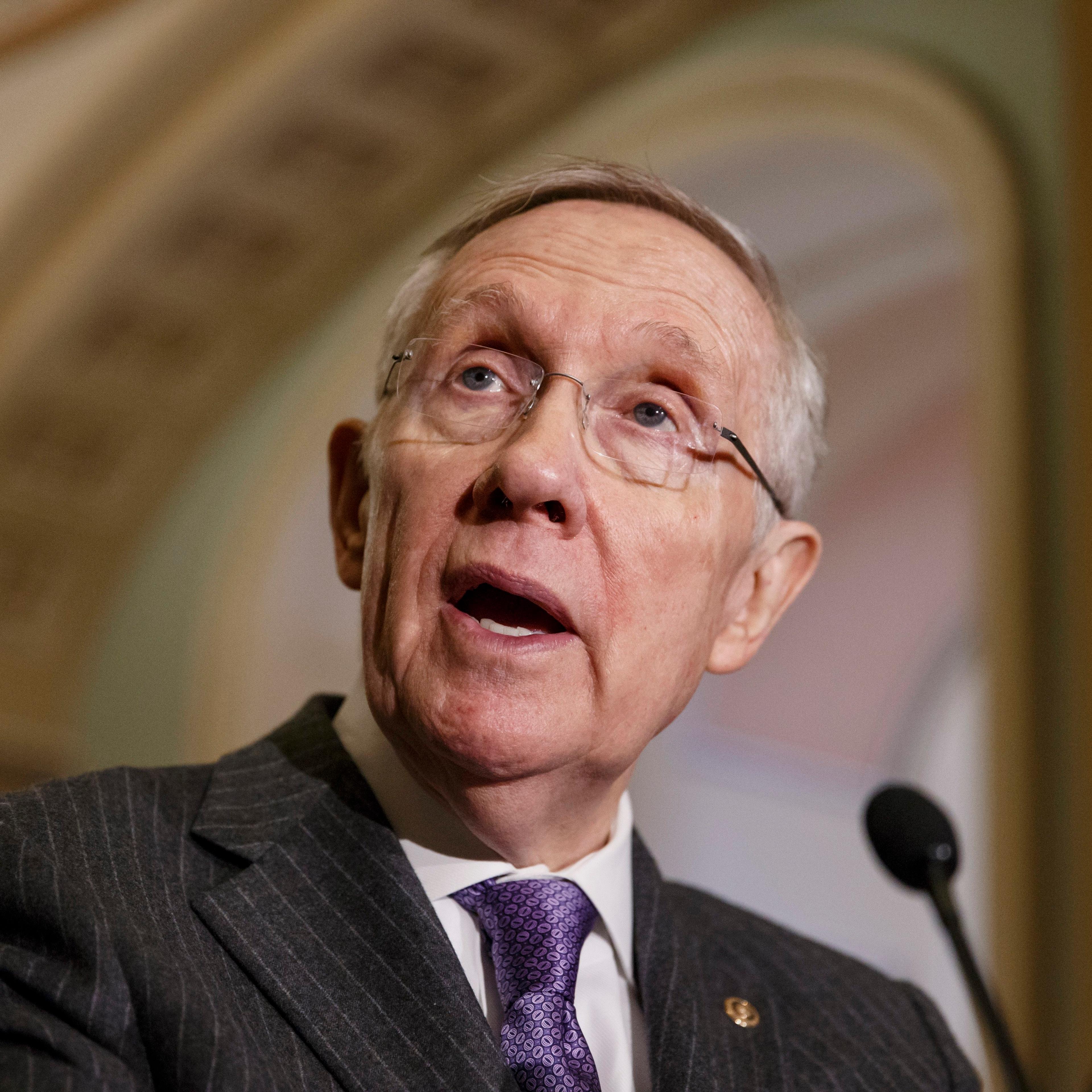 Senate Majority Leader Harry Reid of Nev. faces reporters on Capitol Hill in Washington