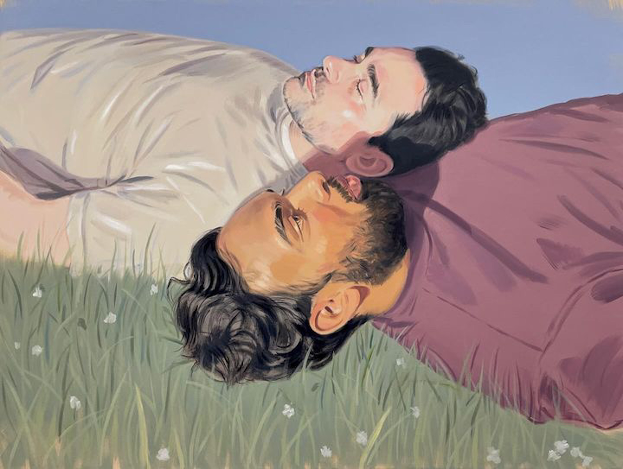 A portrait of Marc (Daniel Levy) and his friend Thomas (Himesh Patel), "painted" by Marc in 'Good Grief.' Kris Knight was the shadow painter on the film.