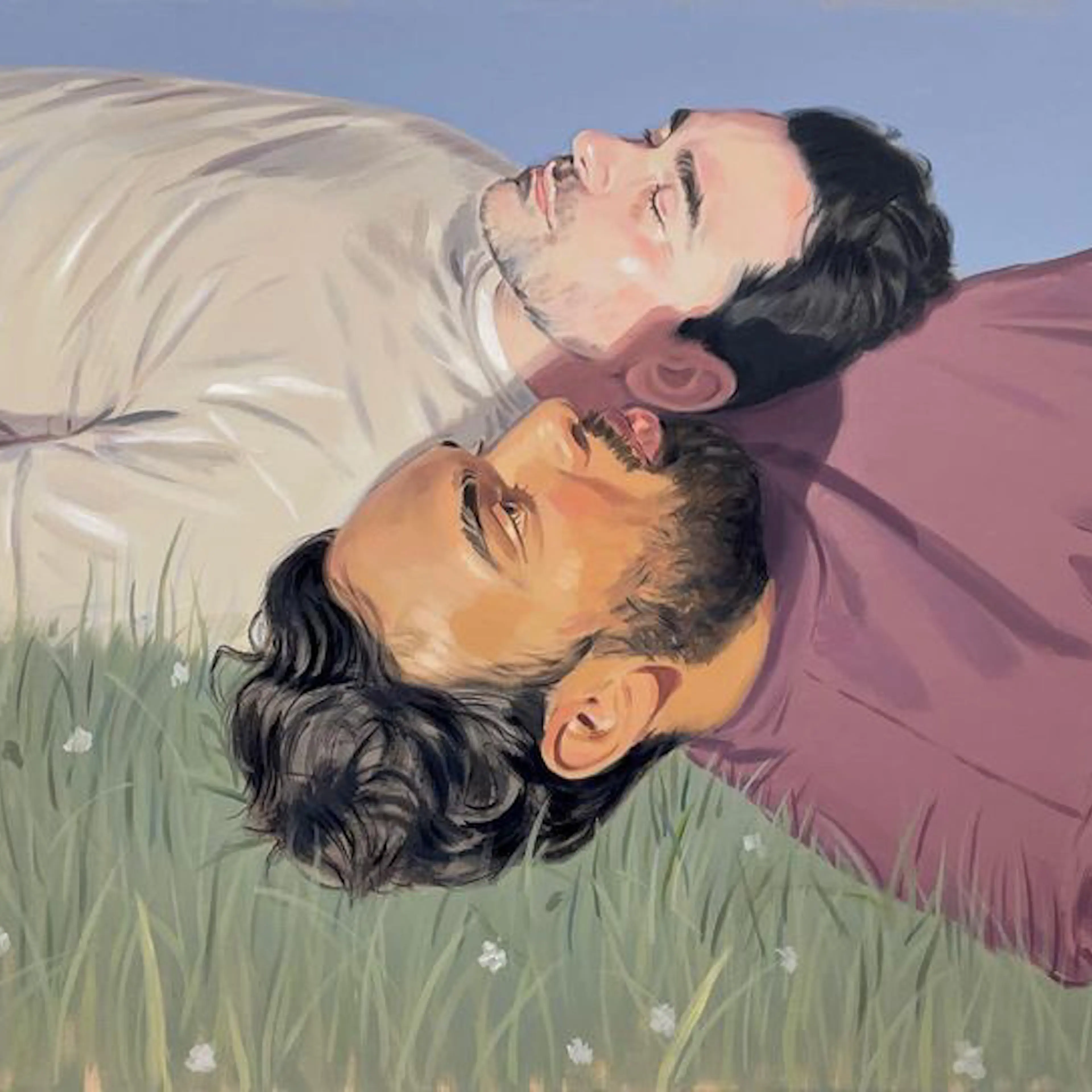 A portrait of Marc (Daniel Levy) and his friend Thomas (Himesh Patel), "painted" by Marc in 'Good Grief.' Kris Knight was the shadow painter on the film.