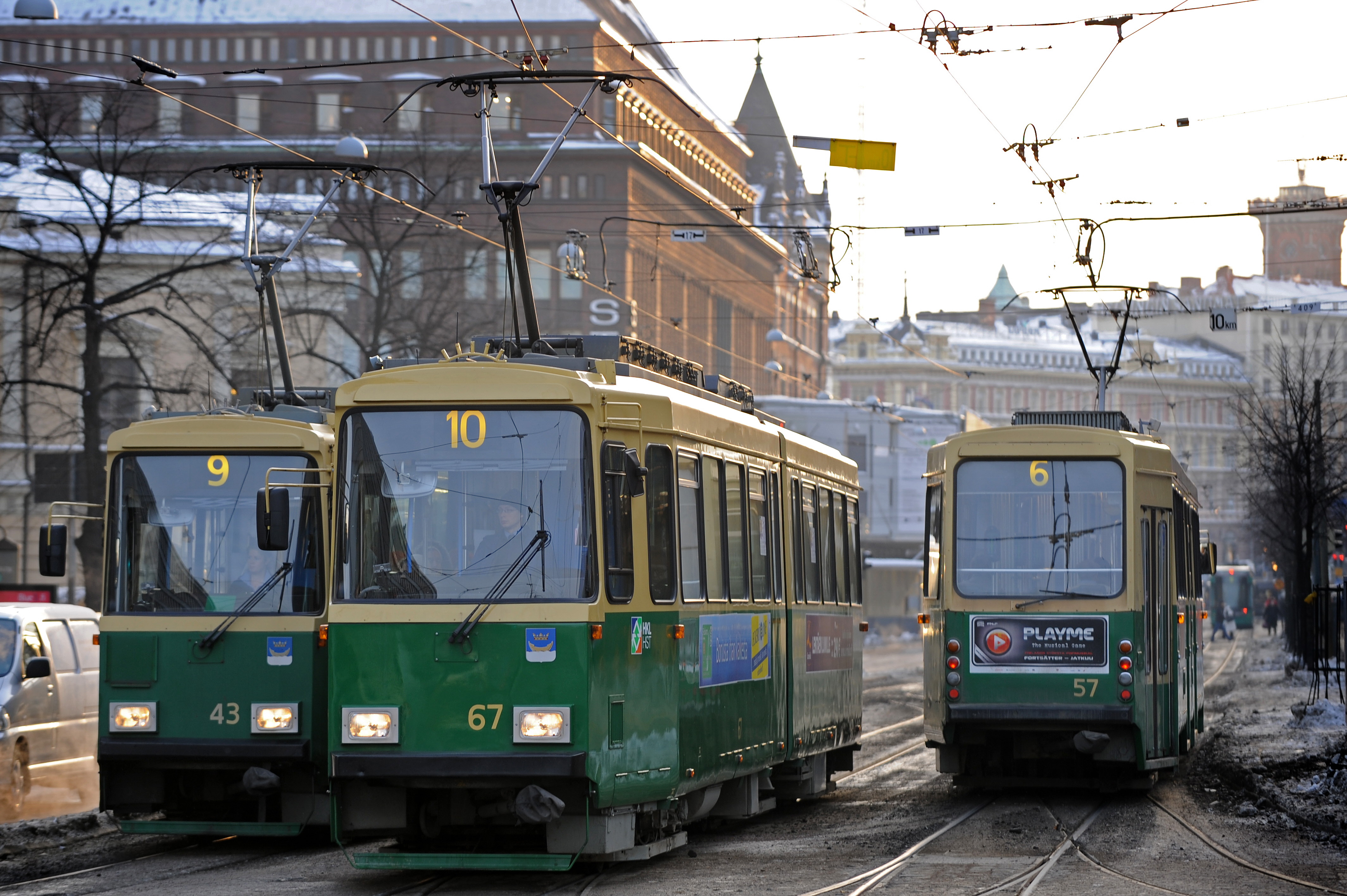 HKL company's trams from line 9, 10 and