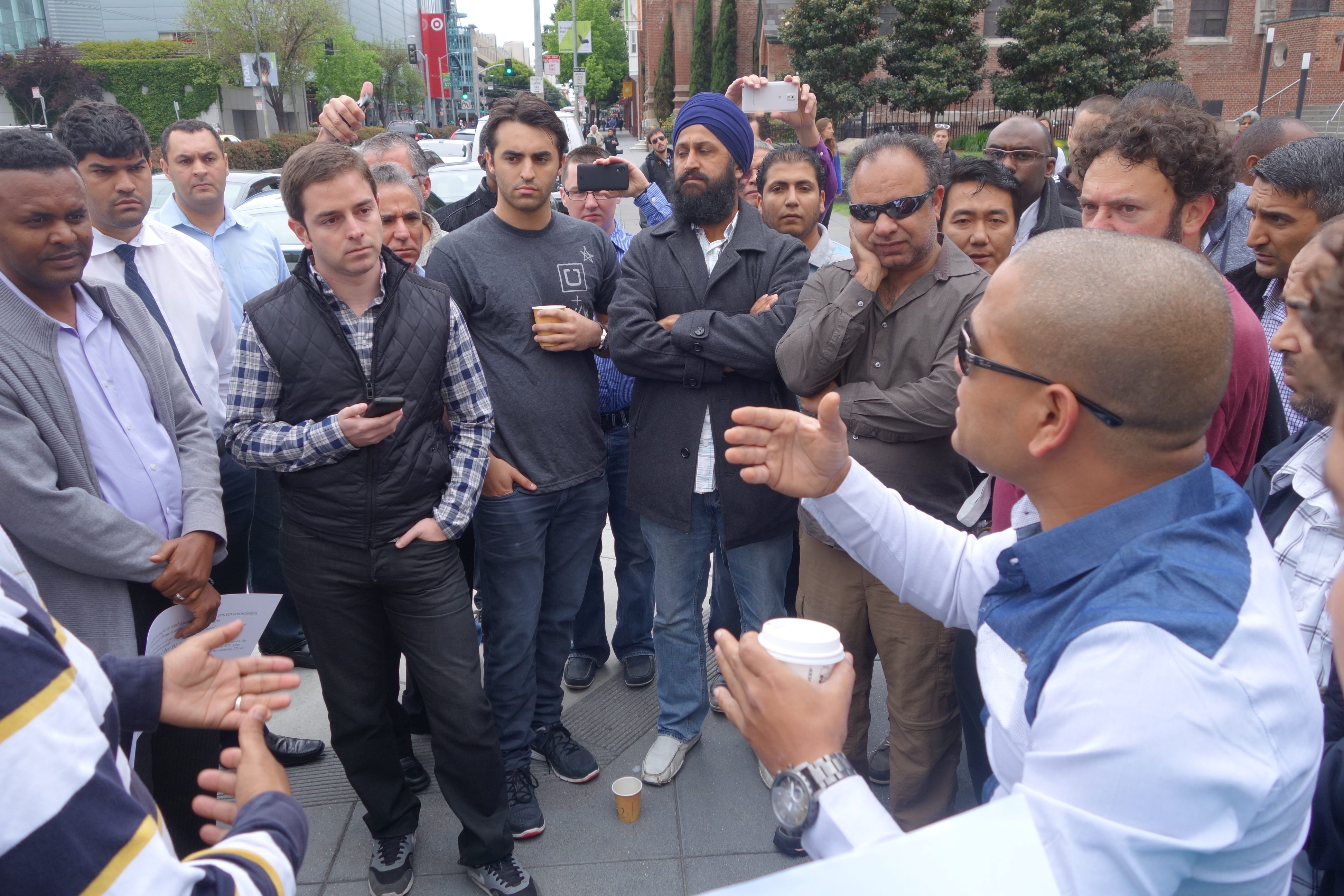 UberX Drivers Protest Outside Uber Headquarters in San Francisco