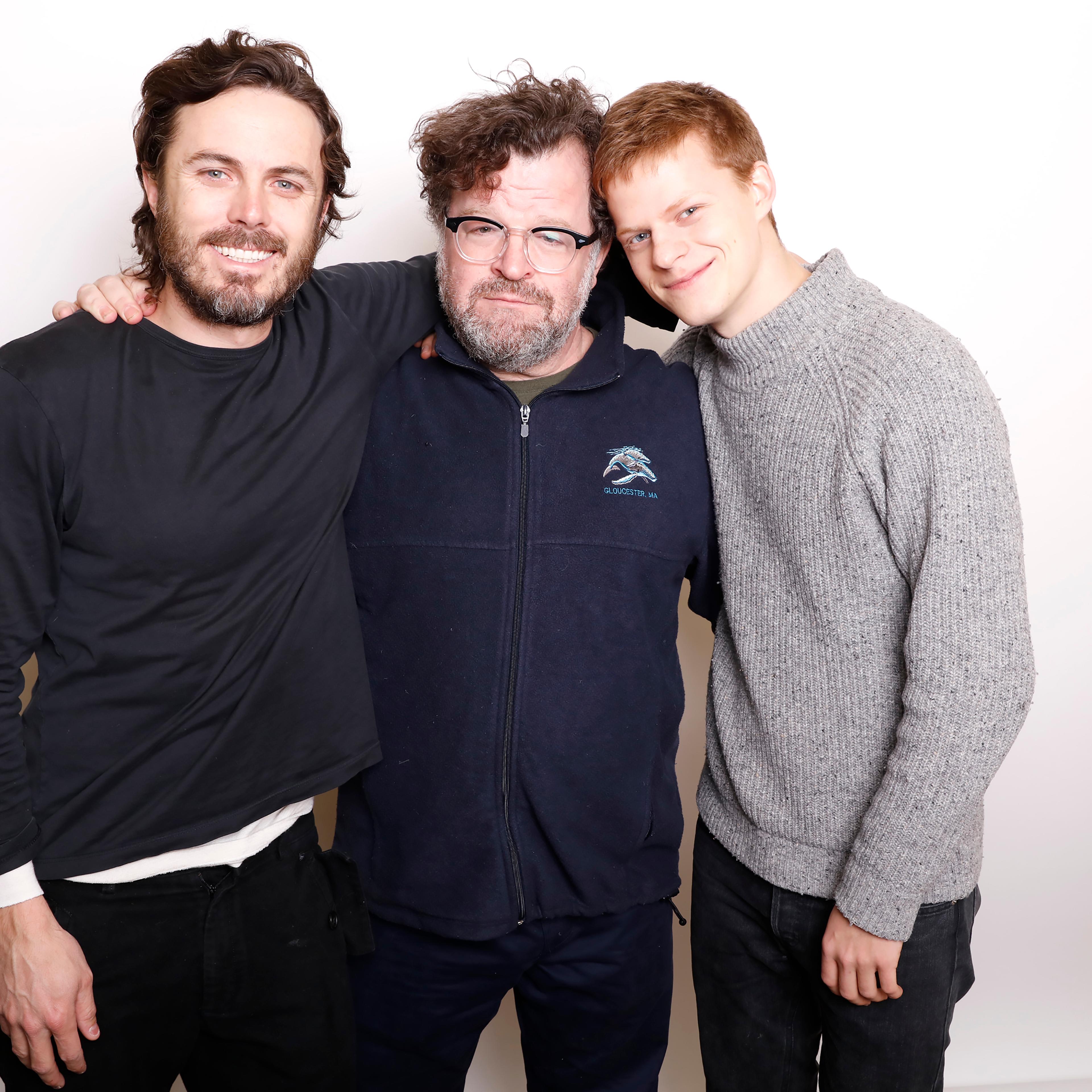 Director Kenneth Lonergan poses with actors Casey Affleck, left, and Lucas Hedges for a portrait to promote the film "Manchester by the Sea" during the Sundance Film Festival on Jan. 24, 2016 in Park City, Utah.