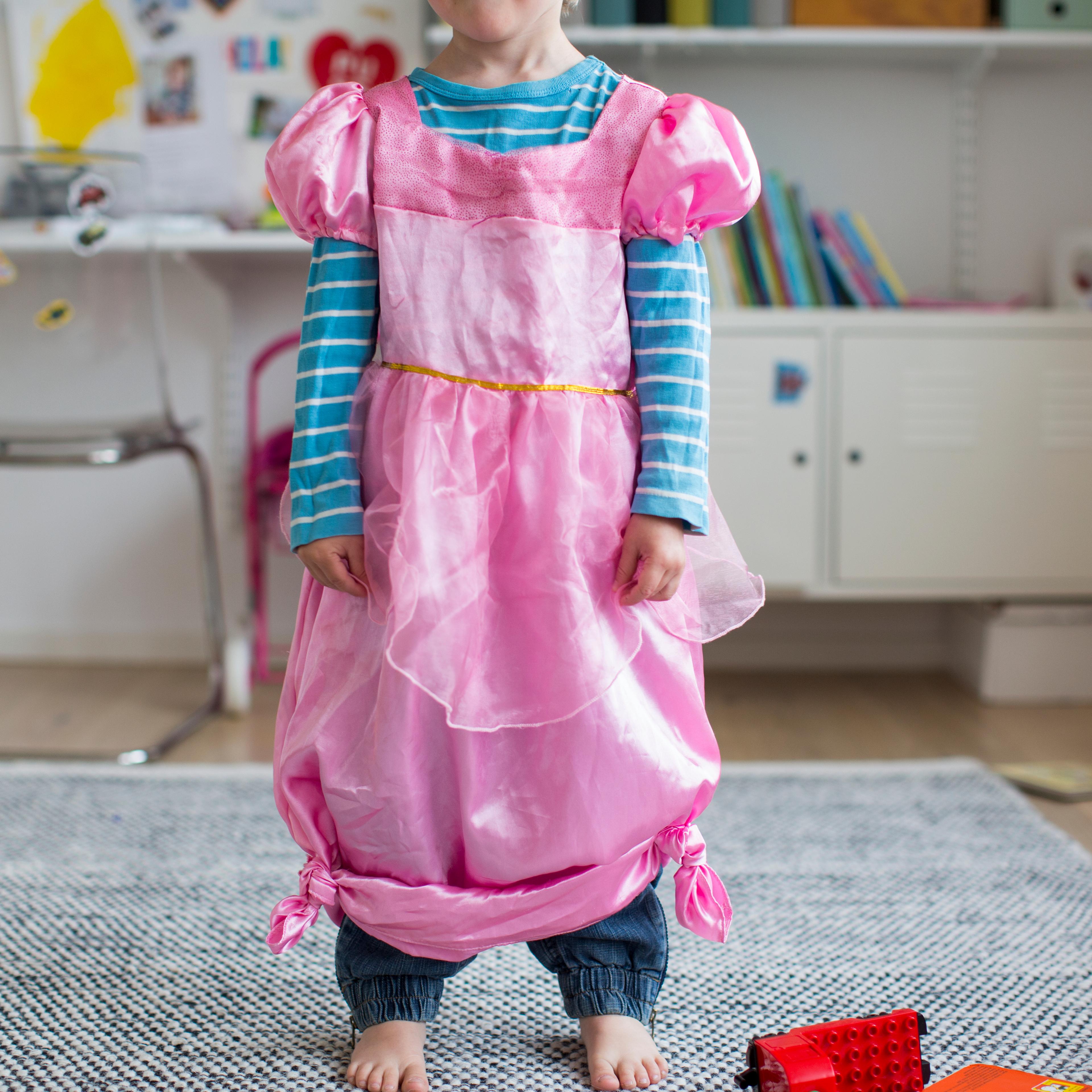 Girl wearing fancy pink dress