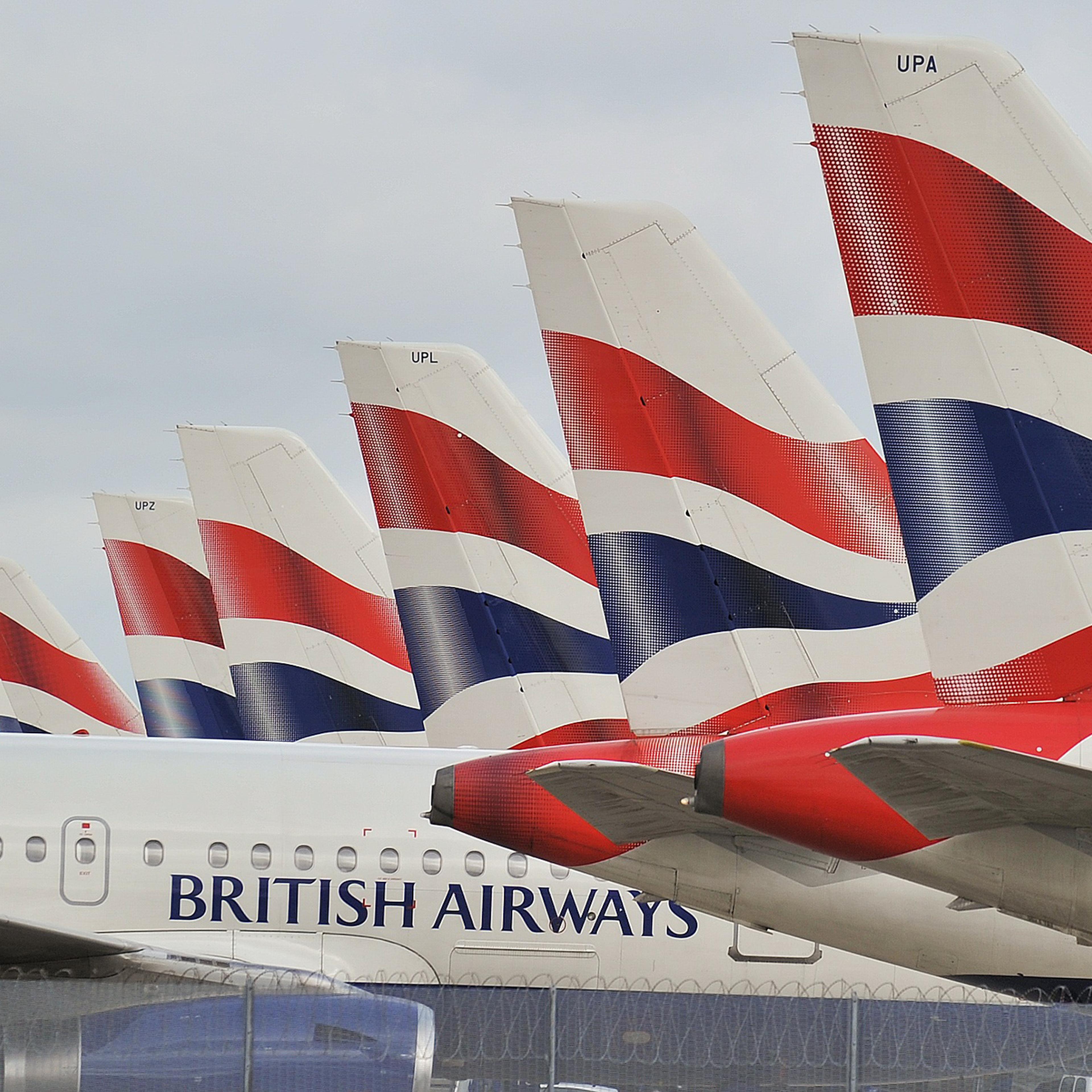 British Airways planes are grounded at Heathrow Airport on March 28, 2010.