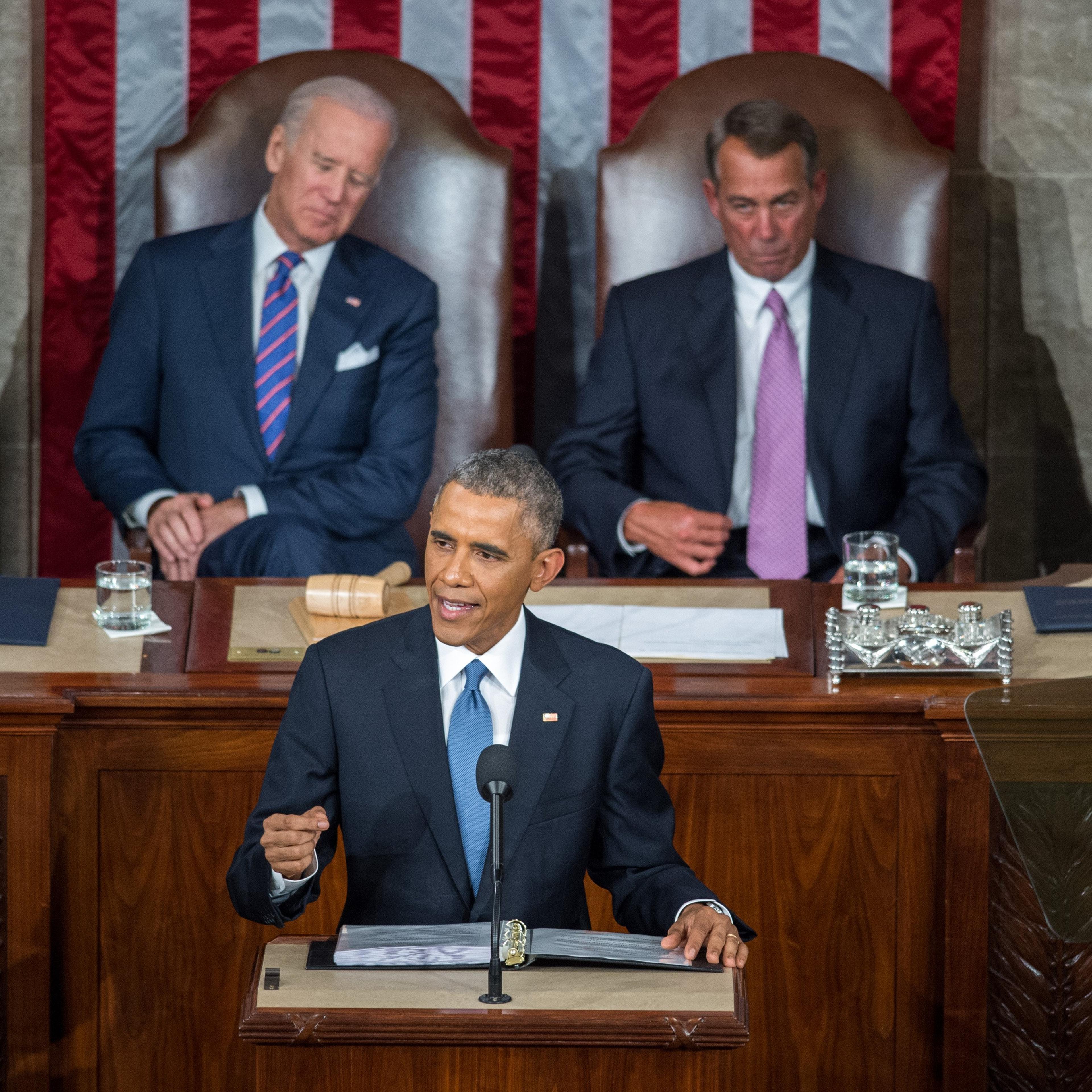 President Barack Obama gives his State of the Union address