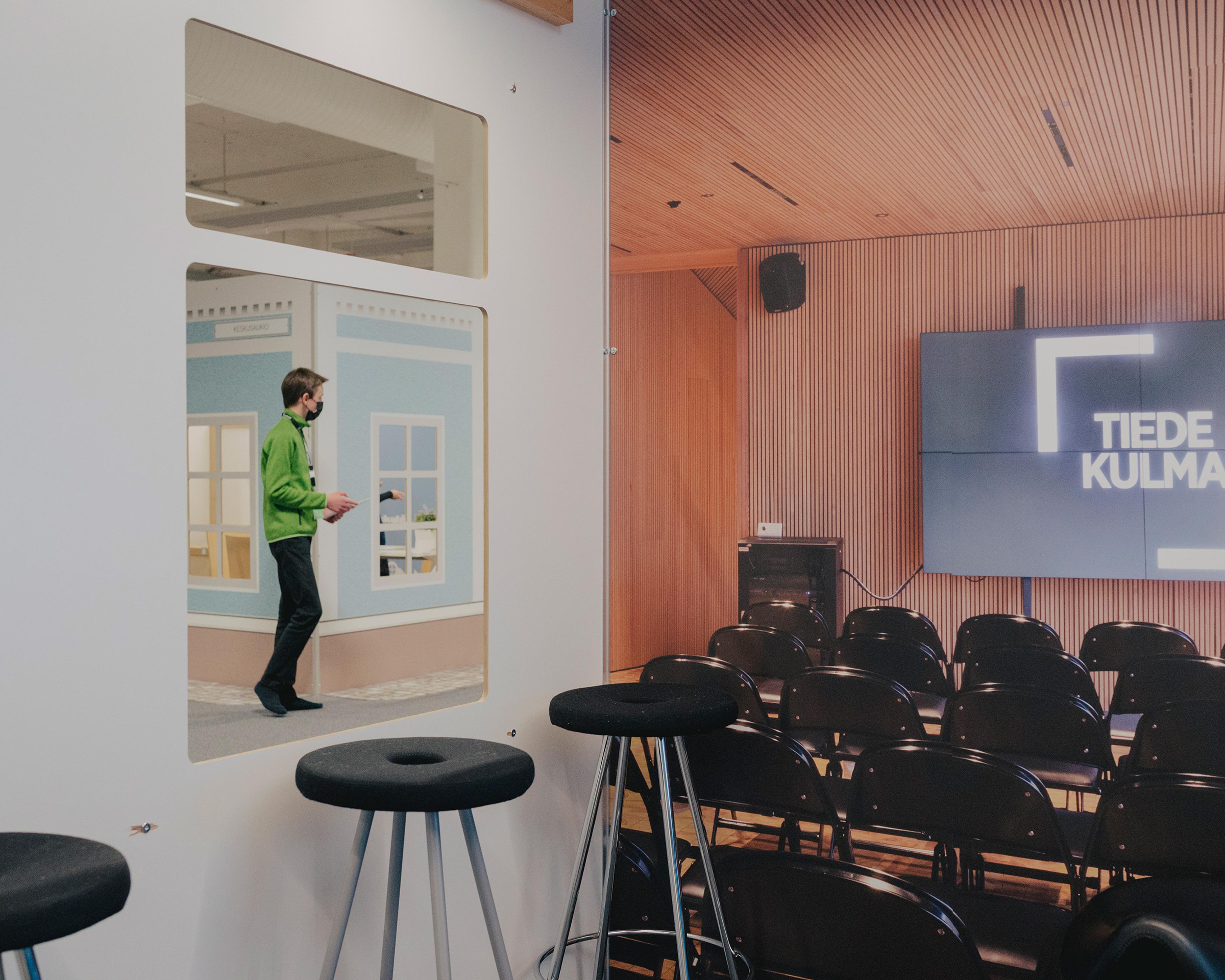 The Yrityskylä learning program was launched in 2010, and today roughly 83% of all sixth-graders go through it each year for experiential lessons on the circular economy. Pictured in blue is the town hall, next to "Think Corner"