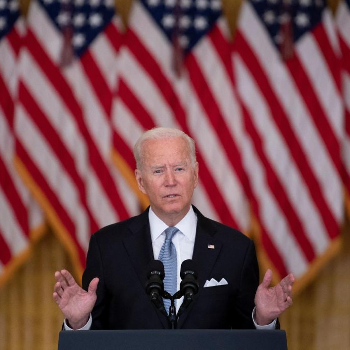 US President Joe Biden speaks about the Taliban's takeover of Afghanistan from the East Room of the White House August 16, 2021, in Washington, DC.
