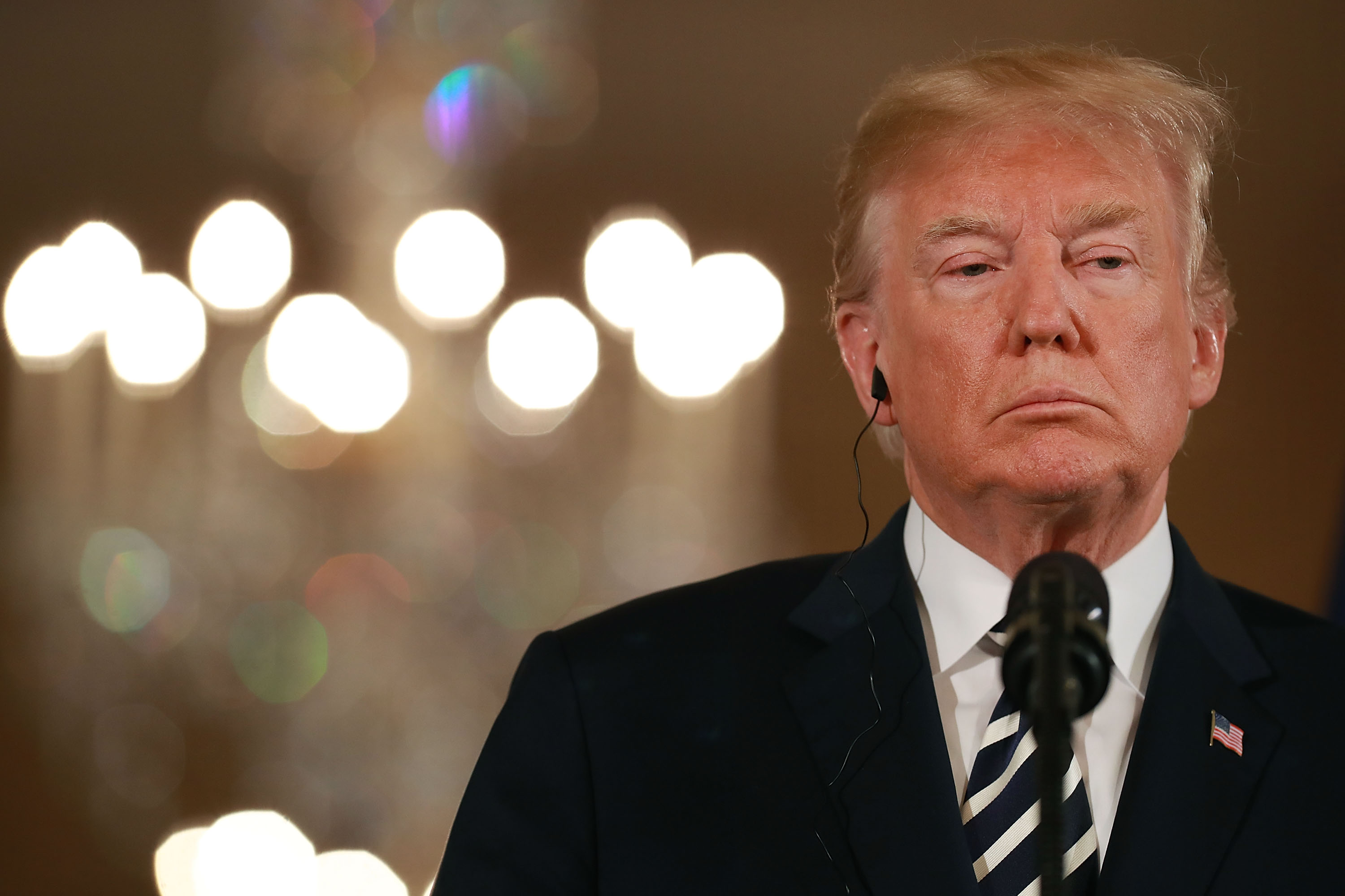 President Trump And French President Macron Hold Joint News Conference In East Room