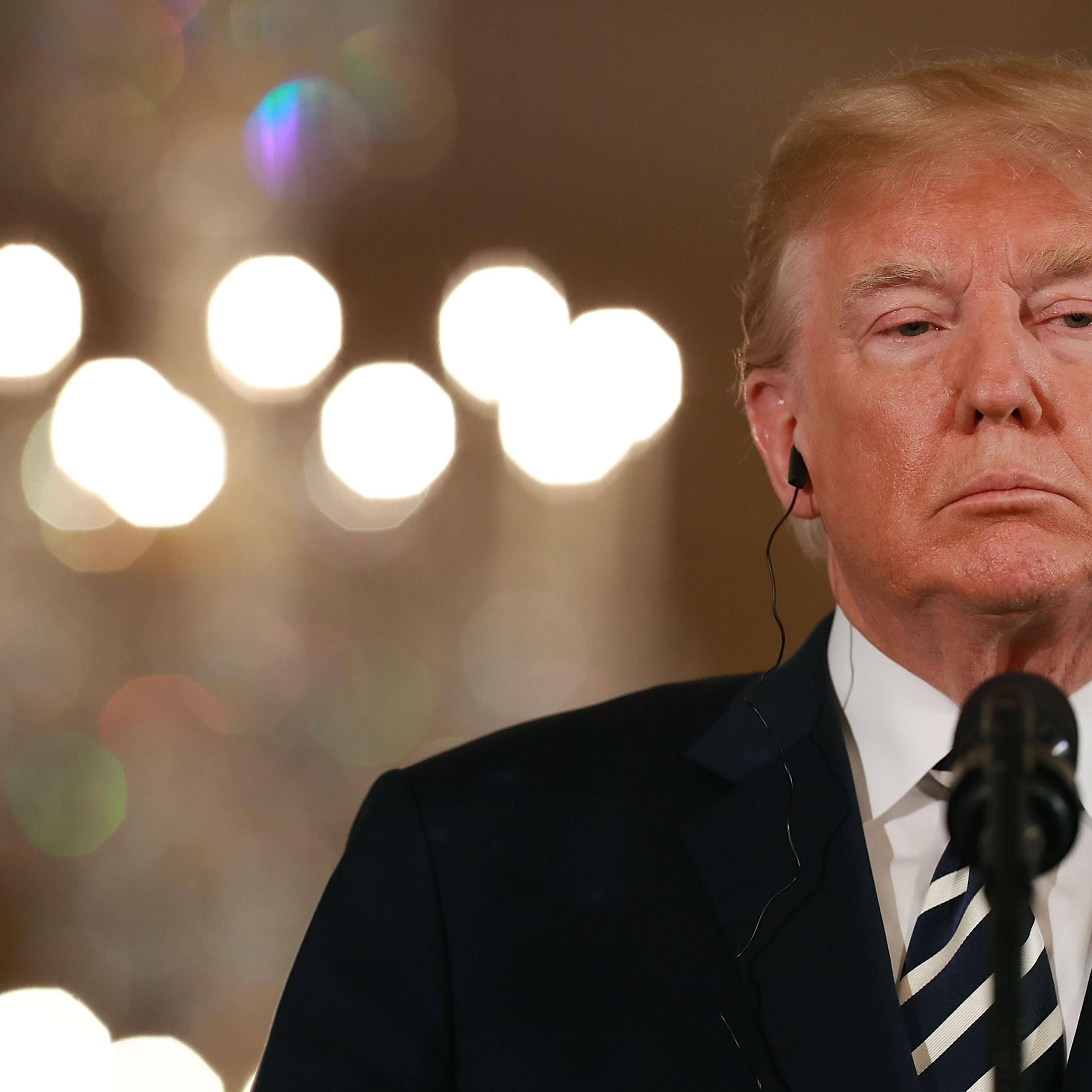 President Trump And French President Macron Hold Joint News Conference In East Room
