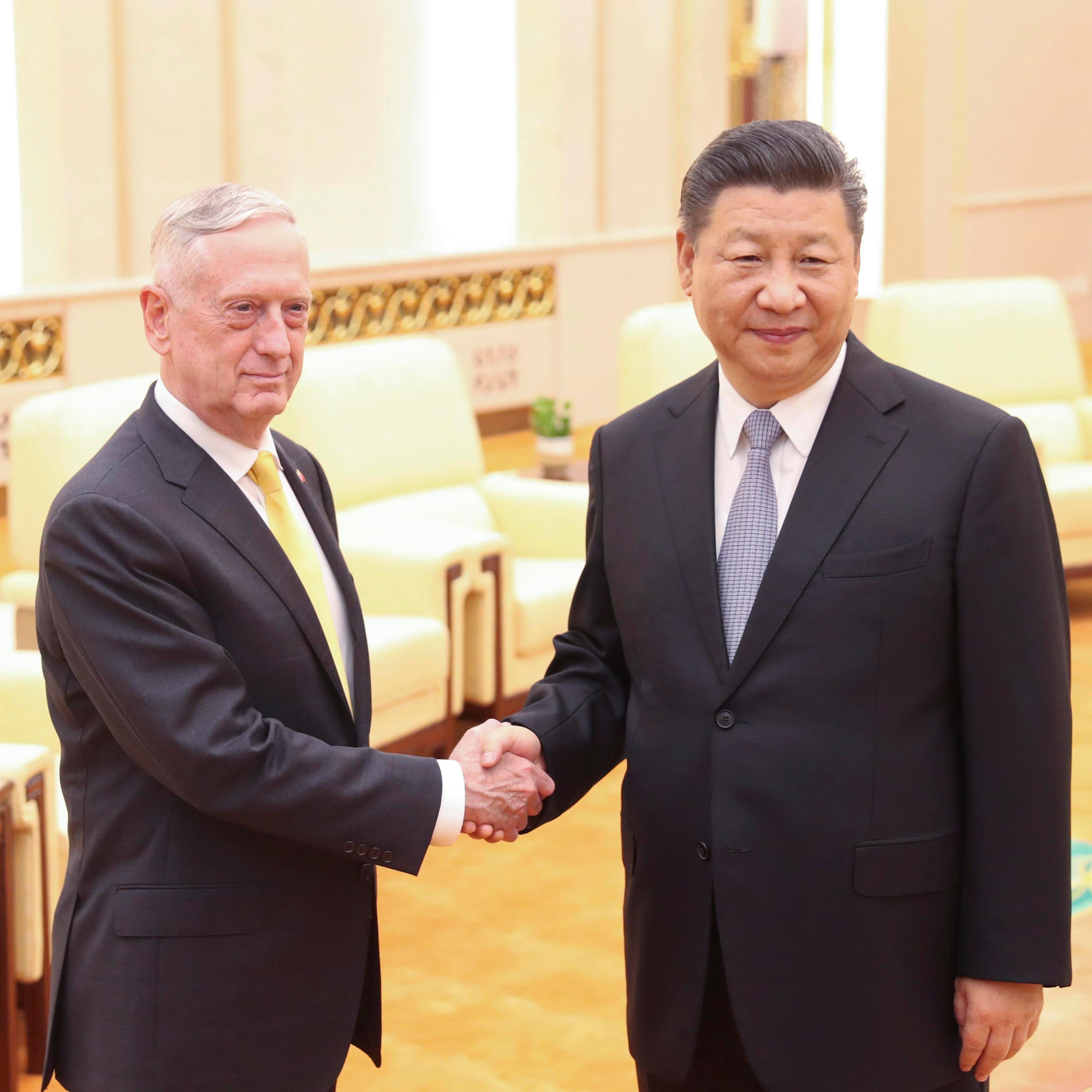 Chinese President Xi Jinping meets with United States Secretary of Defense James Mattis at the Great Hall of the People in Beijing, China on June 27, 2018.