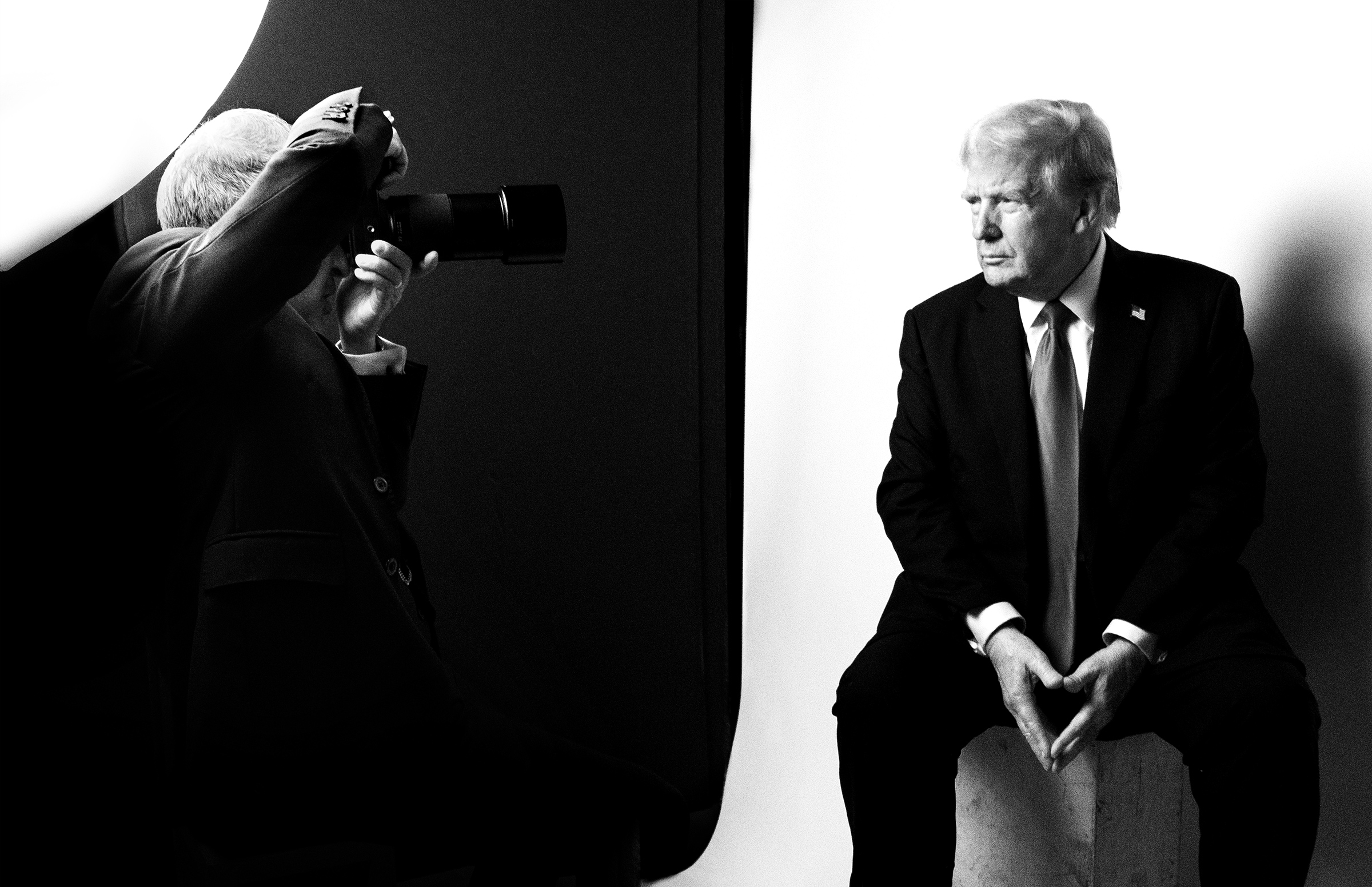 Photographer Platon (left) and President-elect Donald Trump at Mar-a-lago on Nov. 25
