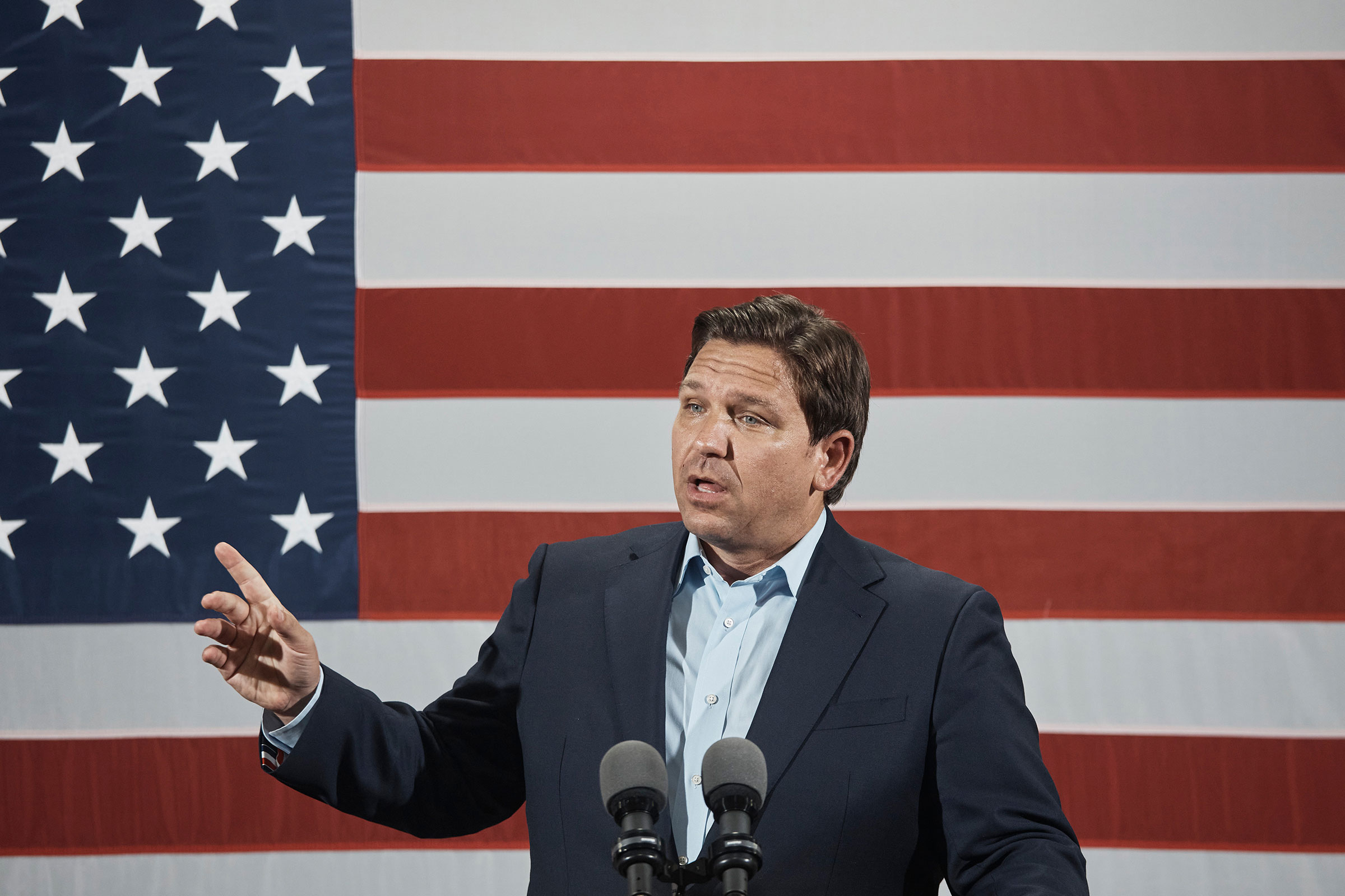 Governor Ron DeSantis speaks during rally in Miami, Nov. 7, 2022.