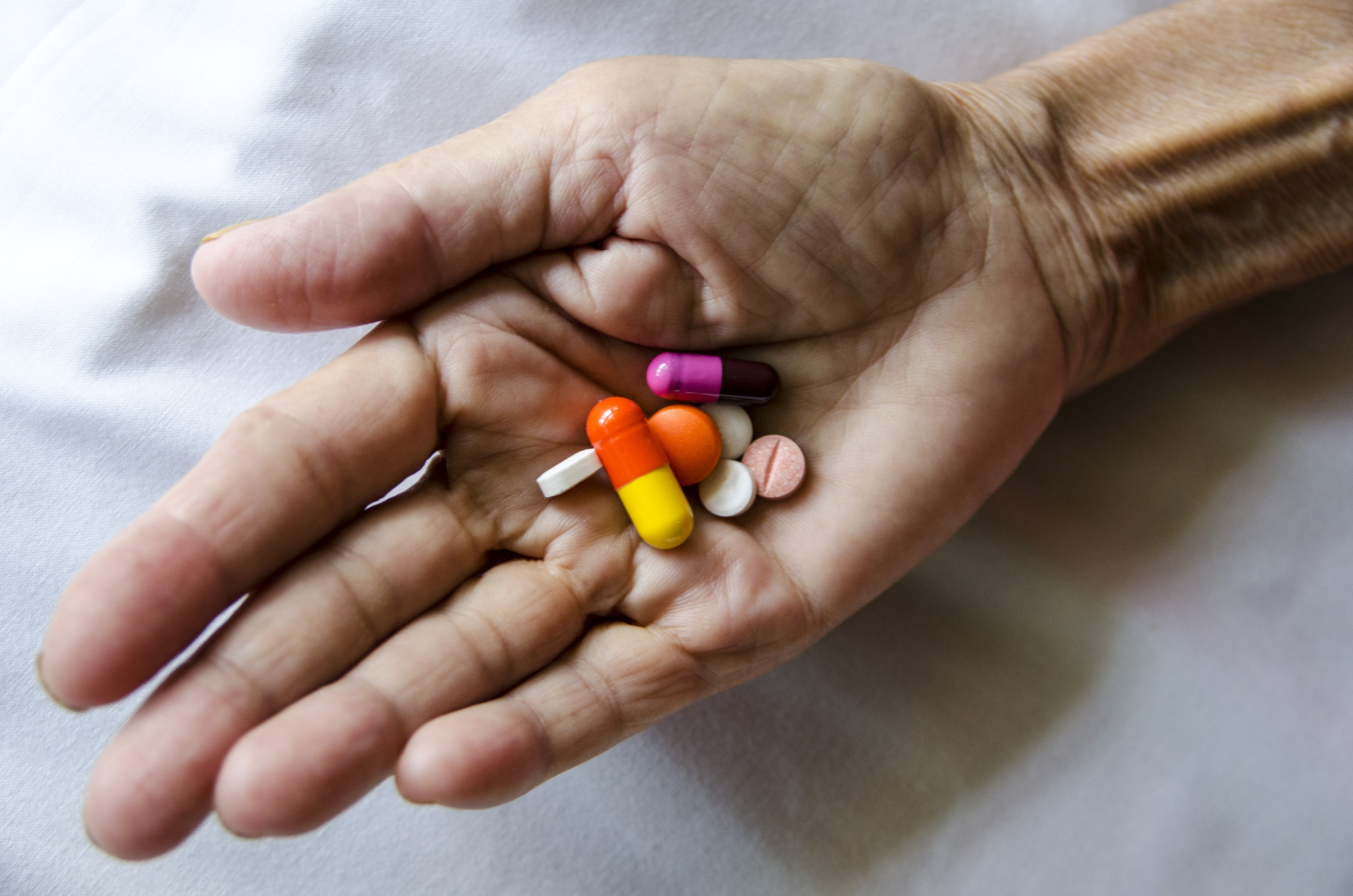 Human hand hold medicine