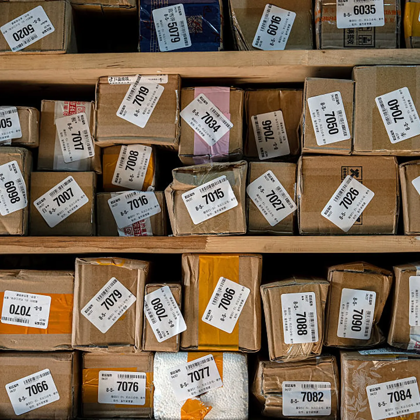 Packages at a neighborhood sorting center