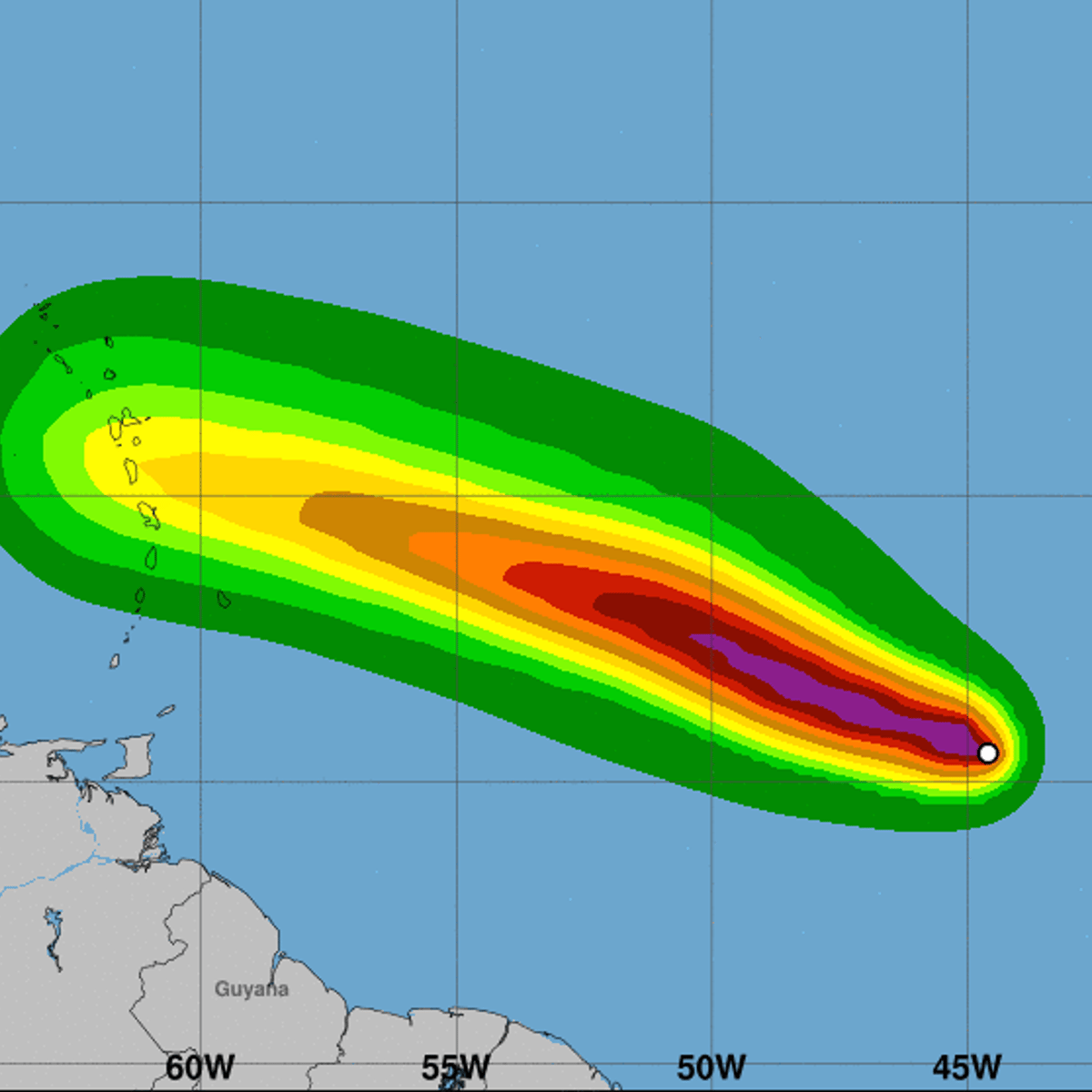 July 06 - The wind speed probabilities of Hurricane Beryl, the first Atlantic hurricane of 2018