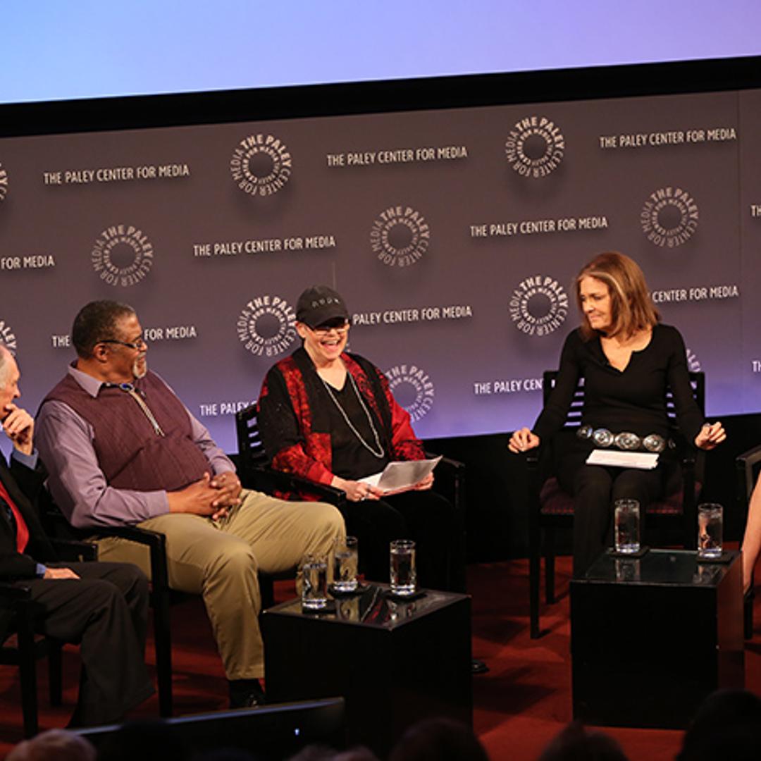 Alda, Grier, Hart, Steinem, and Thomas at the 40th anniversary panel