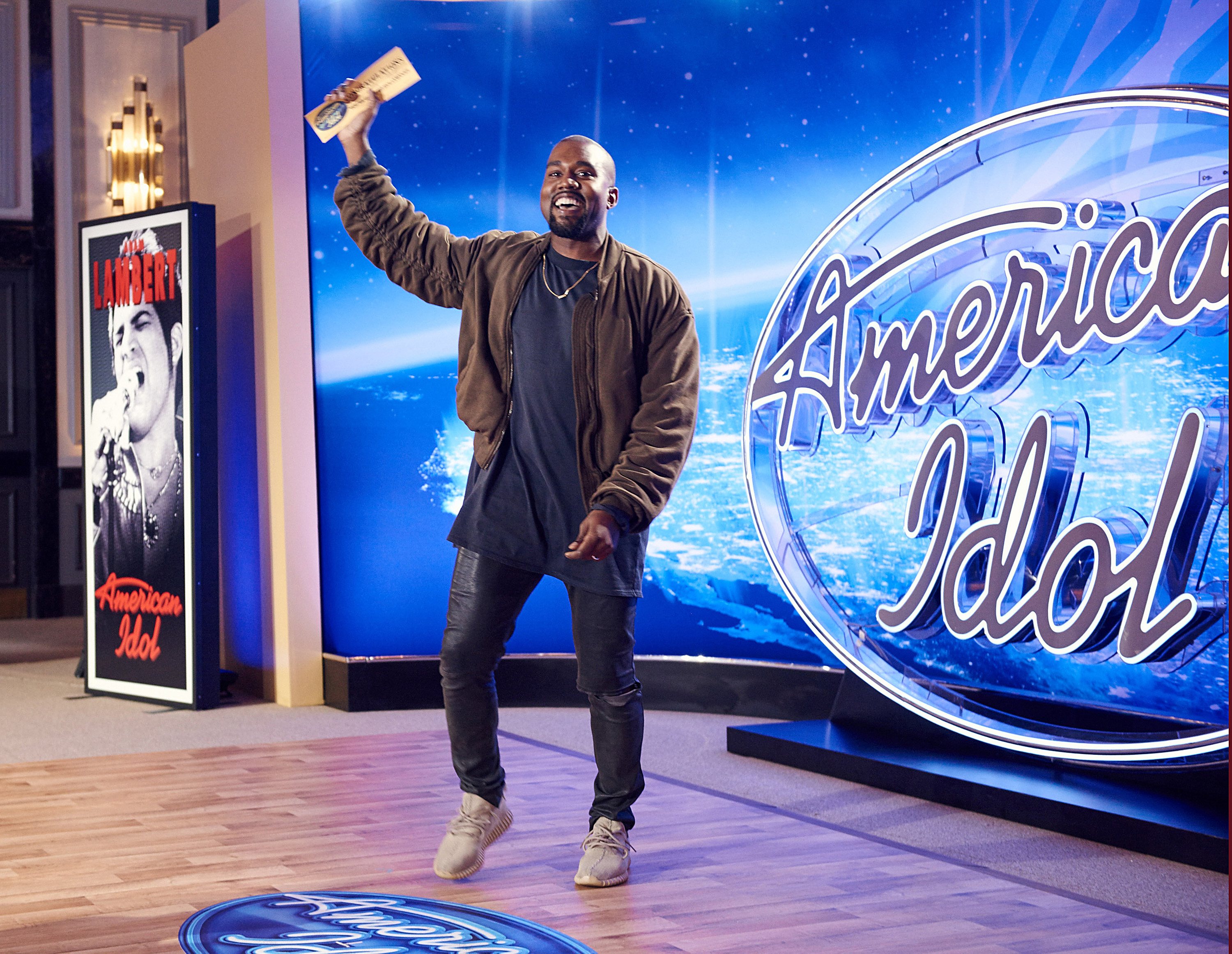 Kanye West surprises the Judges and Ryan Seacrest on American Idol by auditioning in San Francisco on Oct. 10, 2015