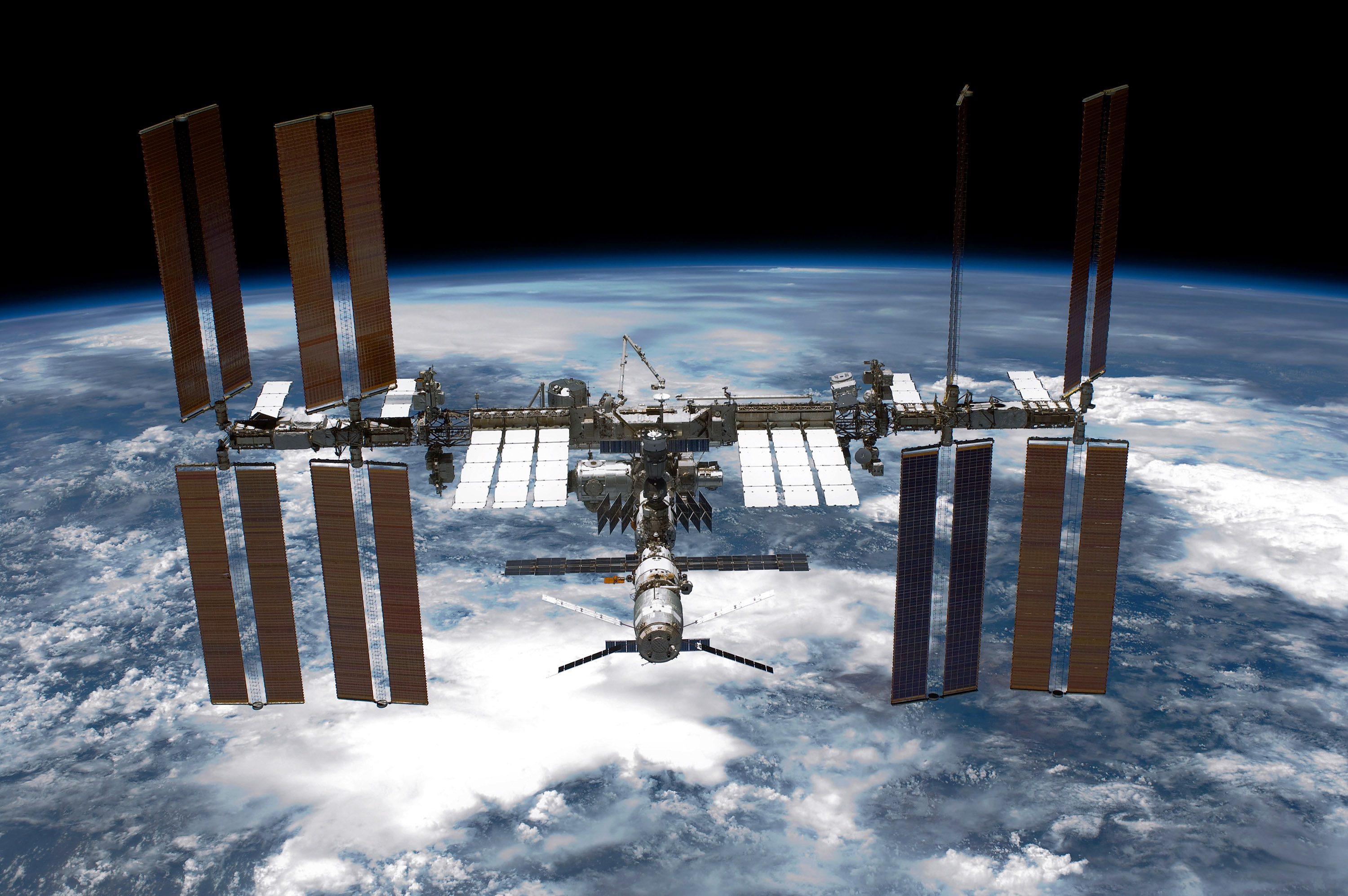 The space station as photographed by the shuttle Endeavour