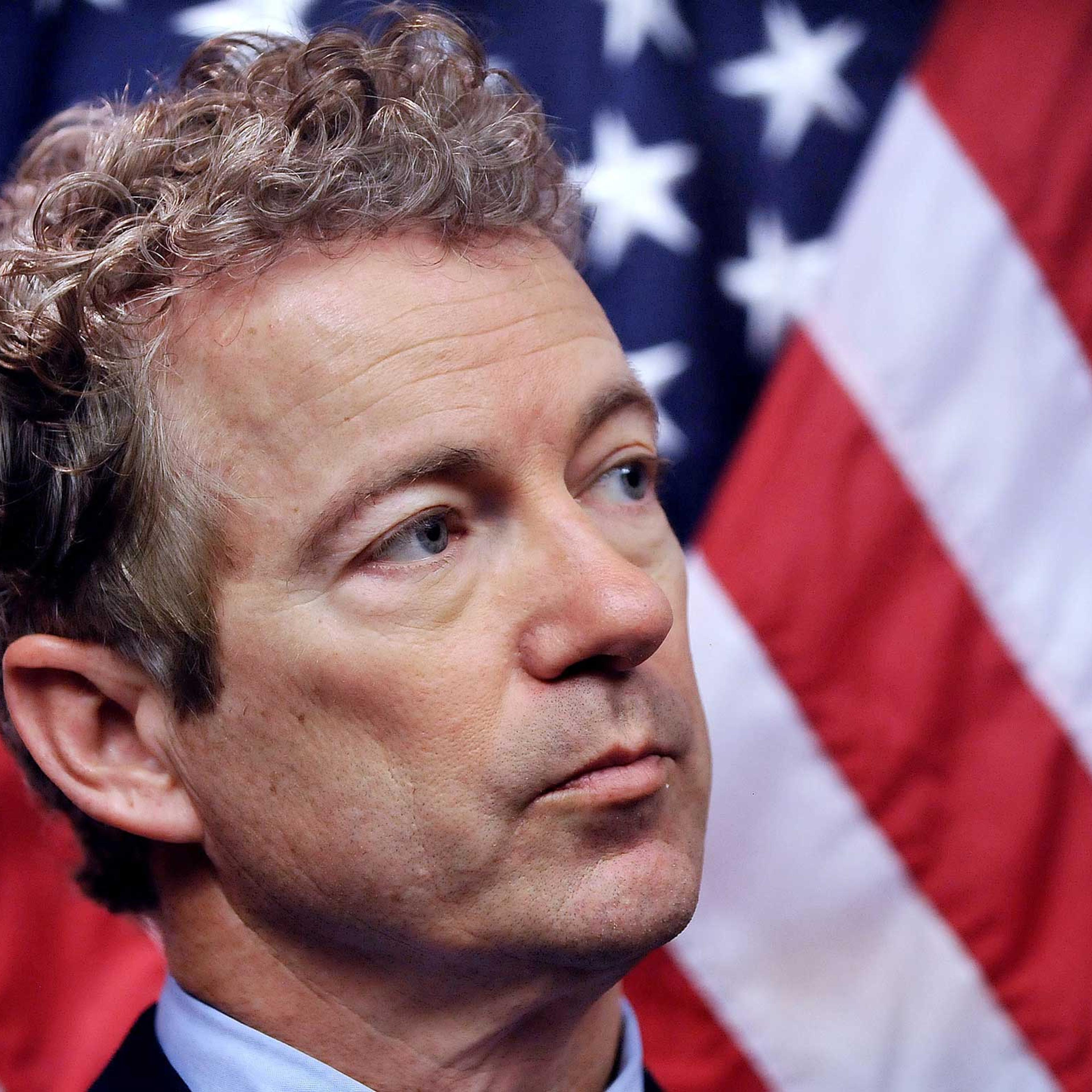 Sen. Rand Paul (R-Ky.) looks on at a press conference to discuss "The Compassionate Access, Research Expansion and Respect States (CARERS) Act" in Washington on March 10, 2015.