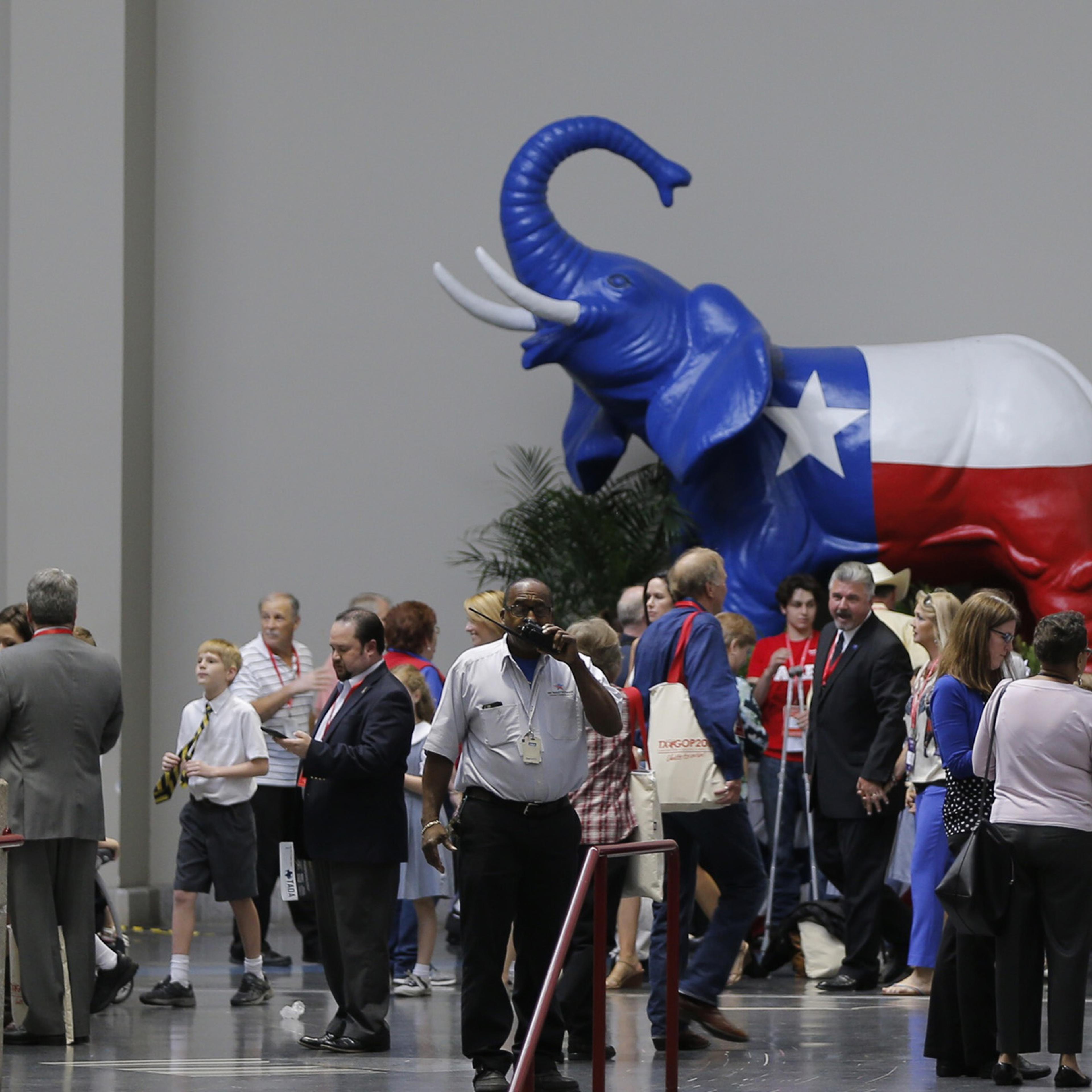 Delegates and attendees gather at the Republican Party of Texas State Convention at the Kay Bailey Hutchison Convention Center in Dallas, May 12, 2016.