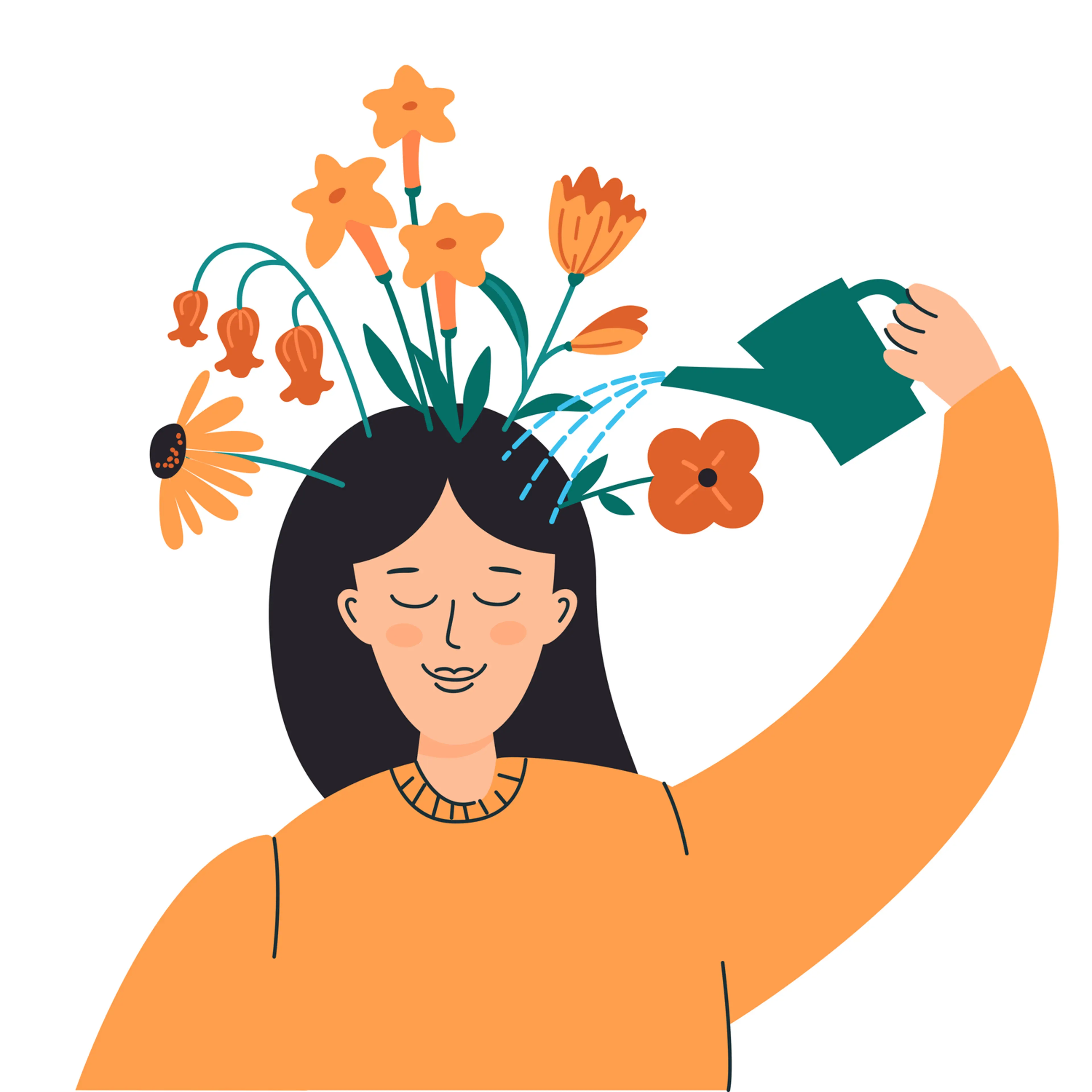 Happy woman, girl care of herself
