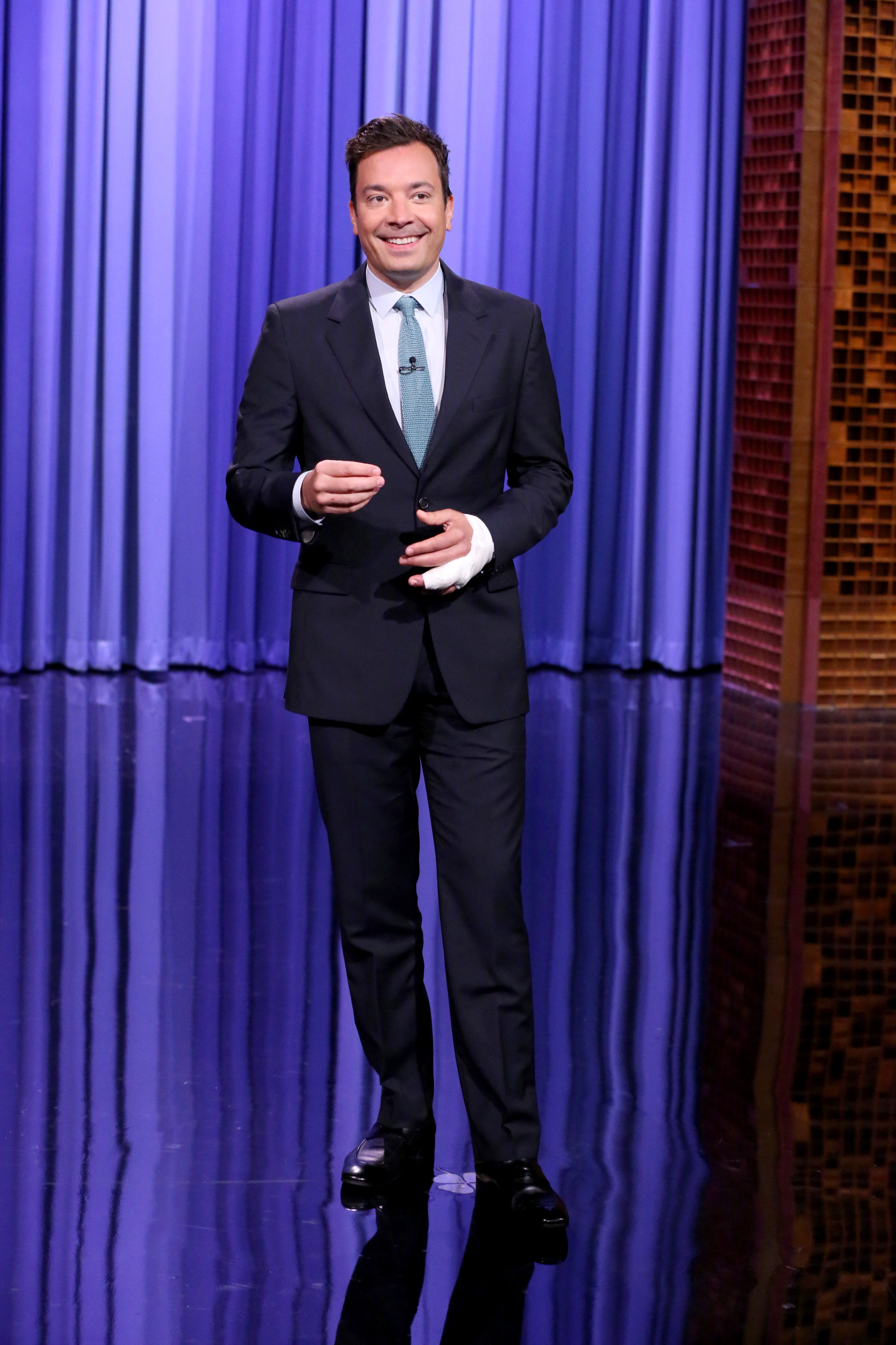THE TONIGHT SHOW STARRING JIMMY FALLON -- Episode 0289 -- Pictured: Host Jimmy Fallon during the monologue on July 13, 2015 -- (Photo by: Douglas Gorenstein/NBC/NBCU Photo Bank)