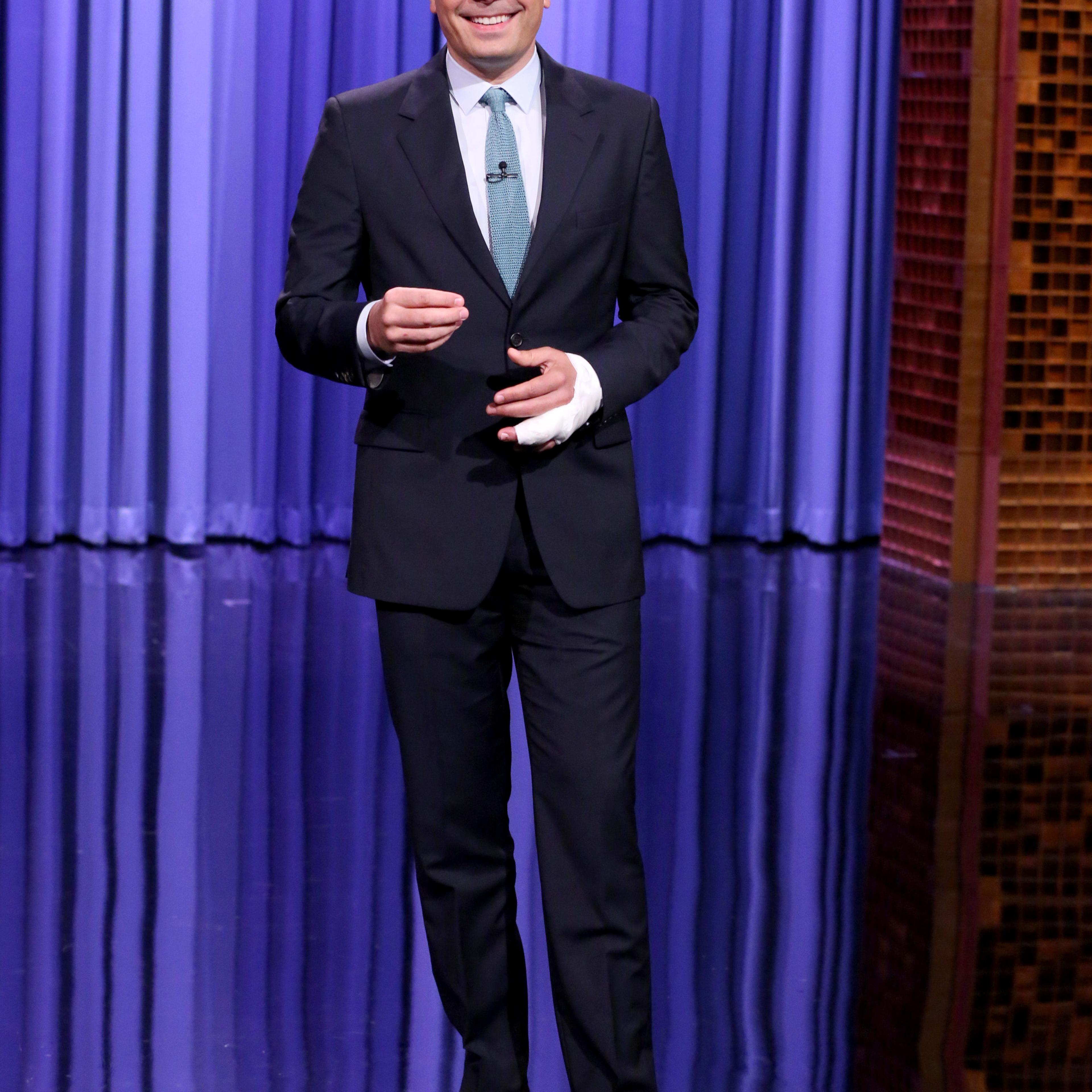 THE TONIGHT SHOW STARRING JIMMY FALLON -- Episode 0289 -- Pictured: Host Jimmy Fallon during the monologue on July 13, 2015 -- (Photo by: Douglas Gorenstein/NBC/NBCU Photo Bank)