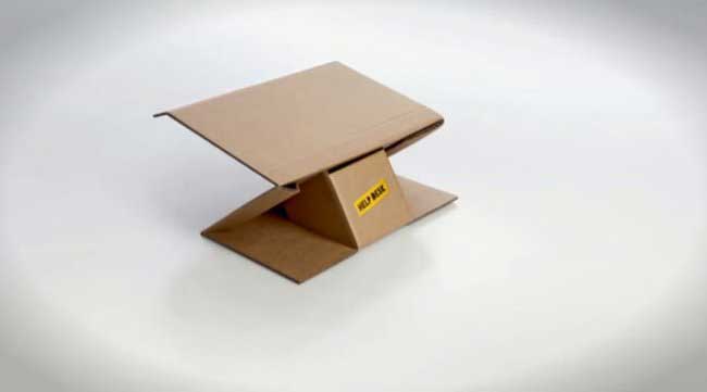 Completed cardboard desk