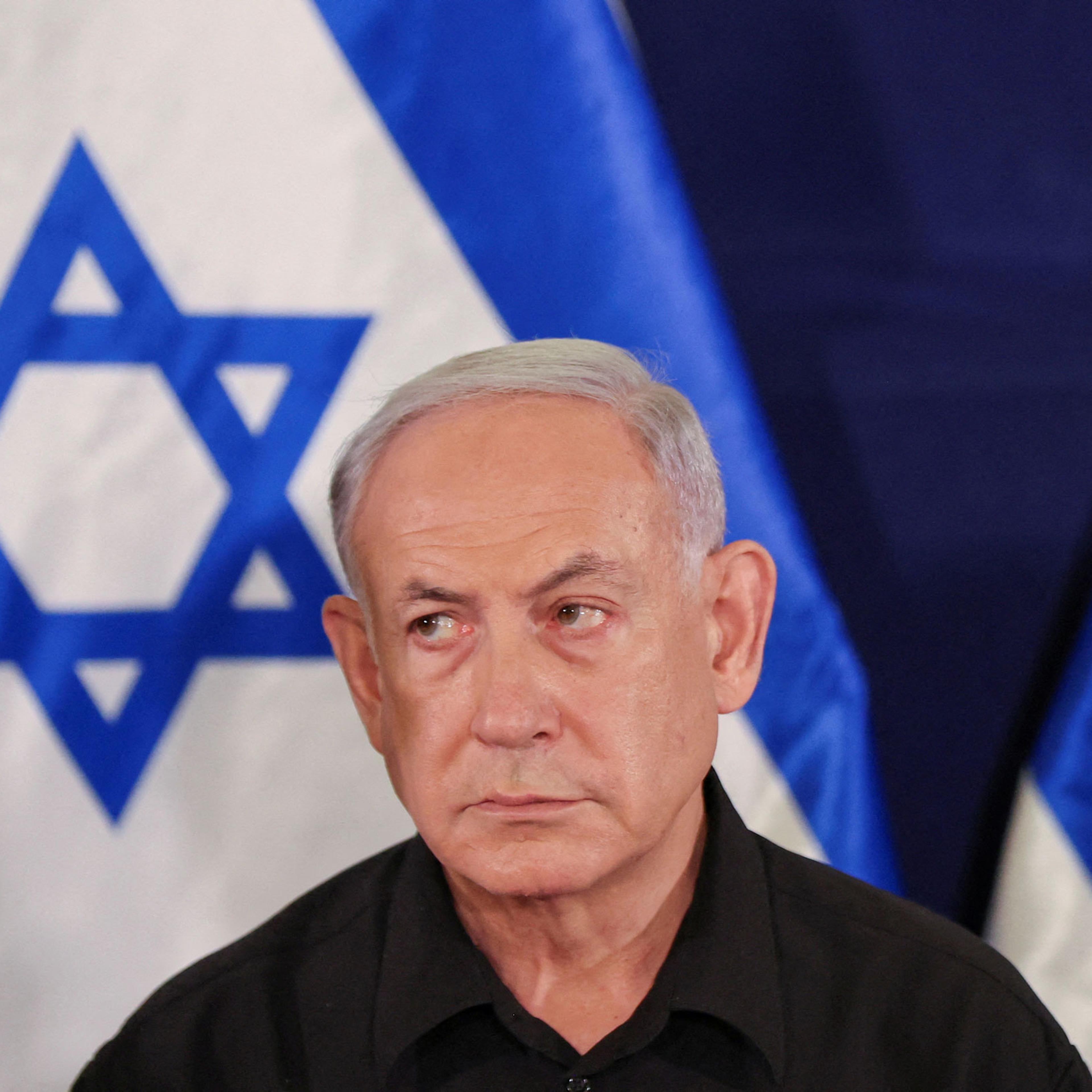 Israeli prime minister Benjamin Netanyahu during a press conference