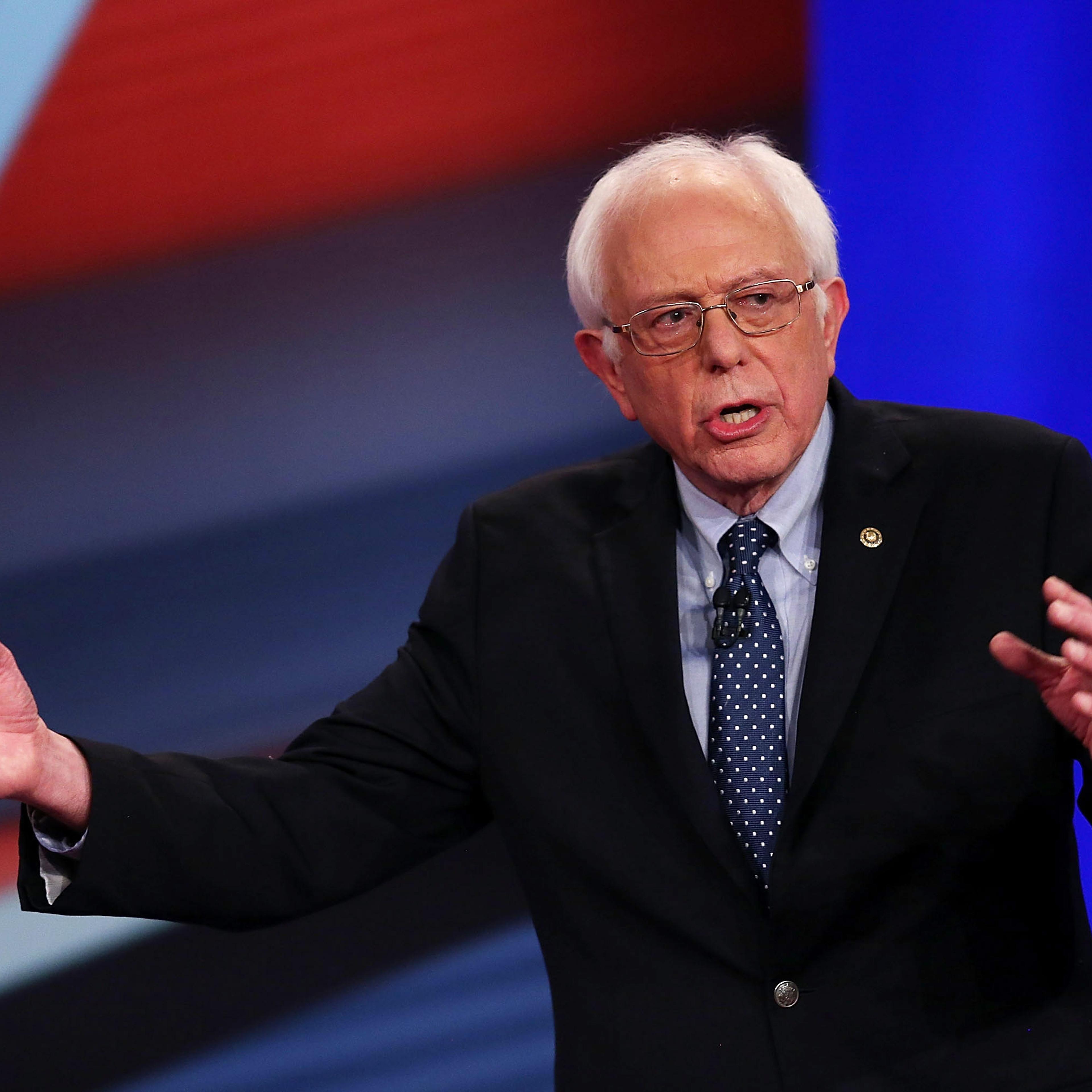 Democratic Presidential candidates Sen. Bernie Sanders (I-VT) speaks during a CNN and the New Hampshire Democratic Party hosted Democratic Presidential Town Hall at the Derry Opera House on February 3, 2016 in Derry, New Hampshire.